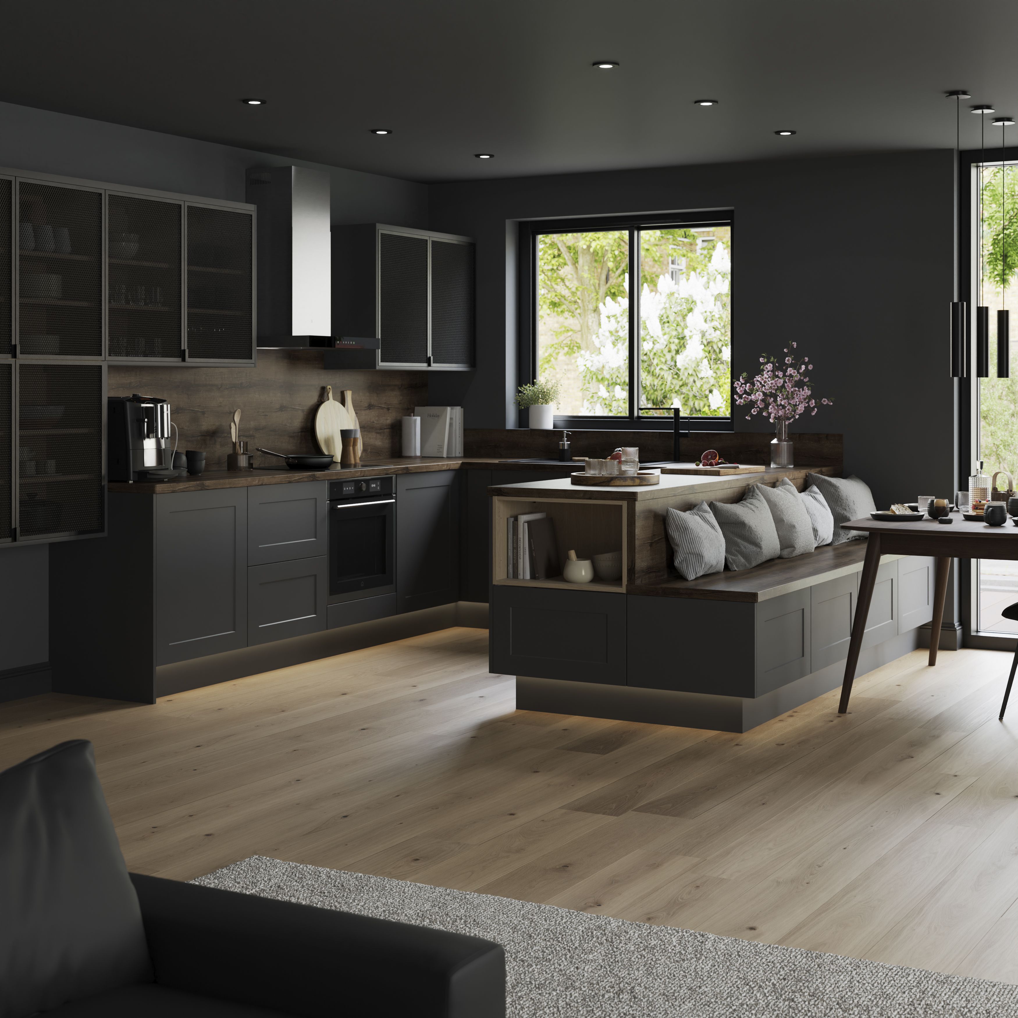 GoodHome Winterana Matt black Bridging Cabinet door (W)600mm (H)356mm (T)20mm