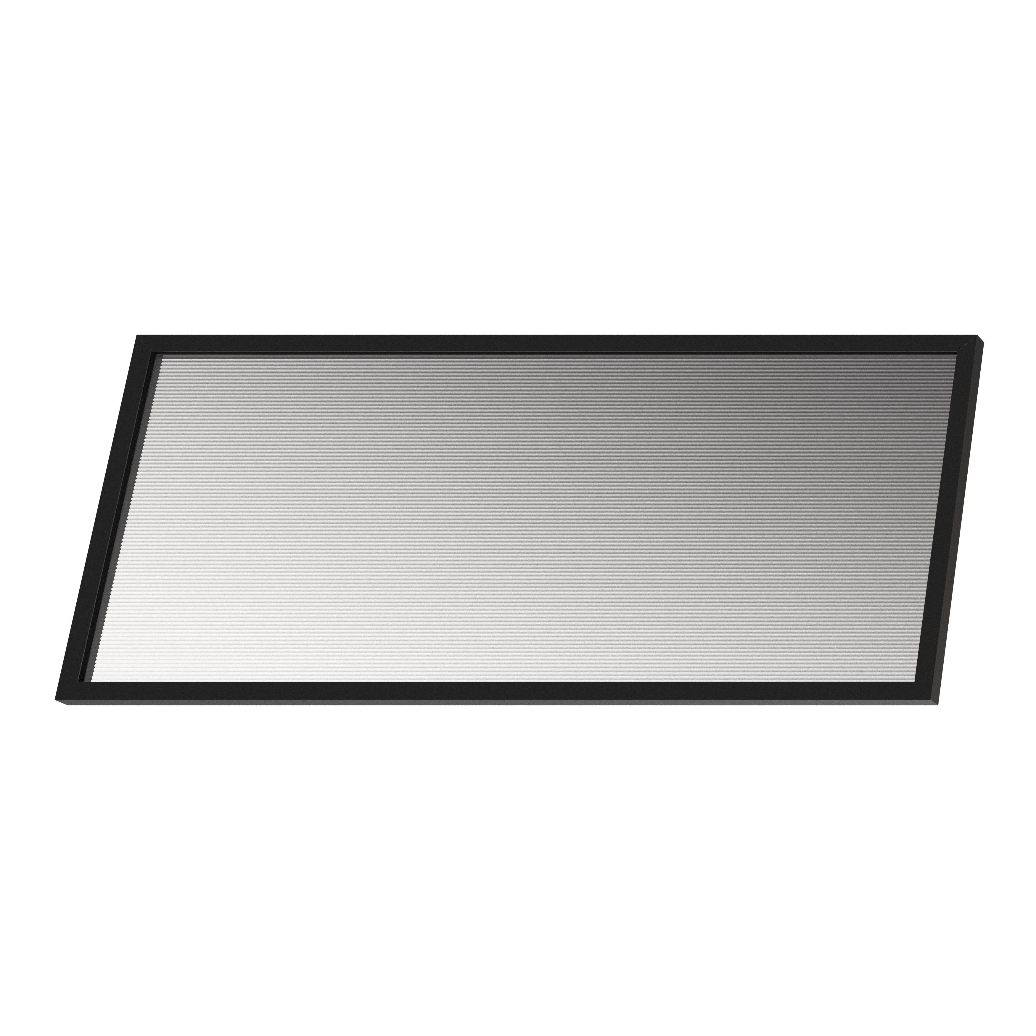 GoodHome Winterana Matt black Glazed Bridging Cabinet door (W)600mm (H)356mm (T)20mm