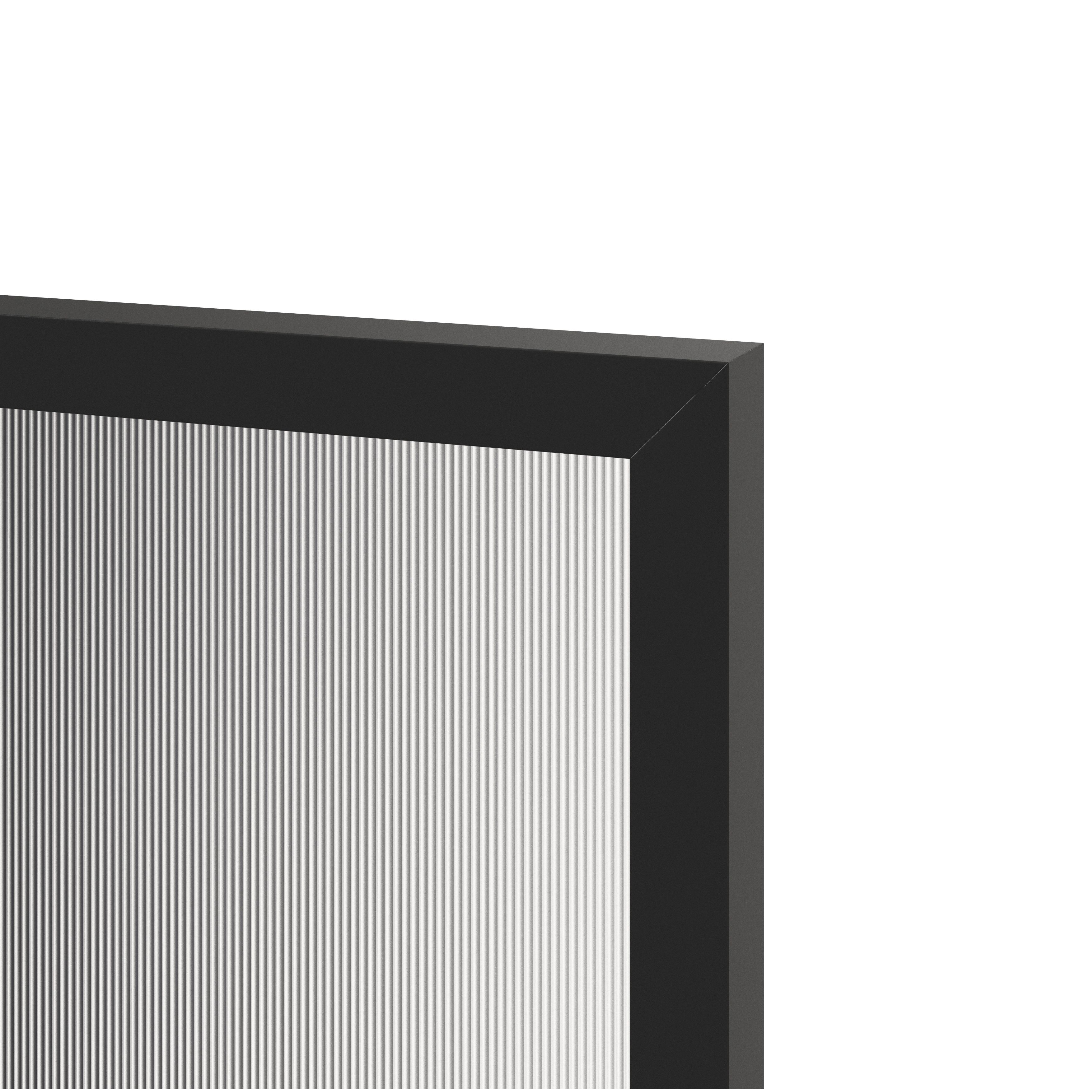 GoodHome Winterana Matt black Glazed Bridging Cabinet door (W)600mm (H)356mm (T)20mm
