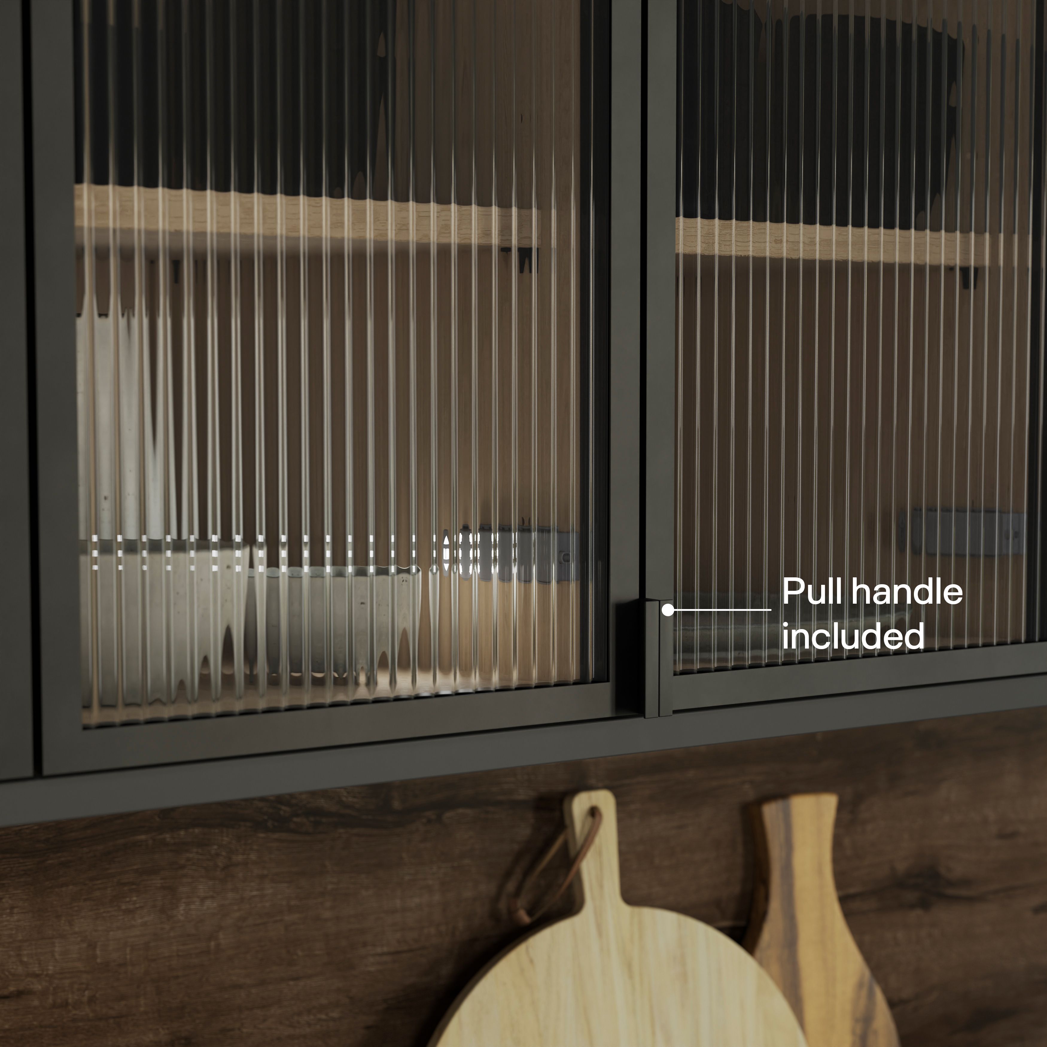 GoodHome Winterana Matt black Glazed Standard Cabinet door (W)500mm (H)715mm (T)20mm