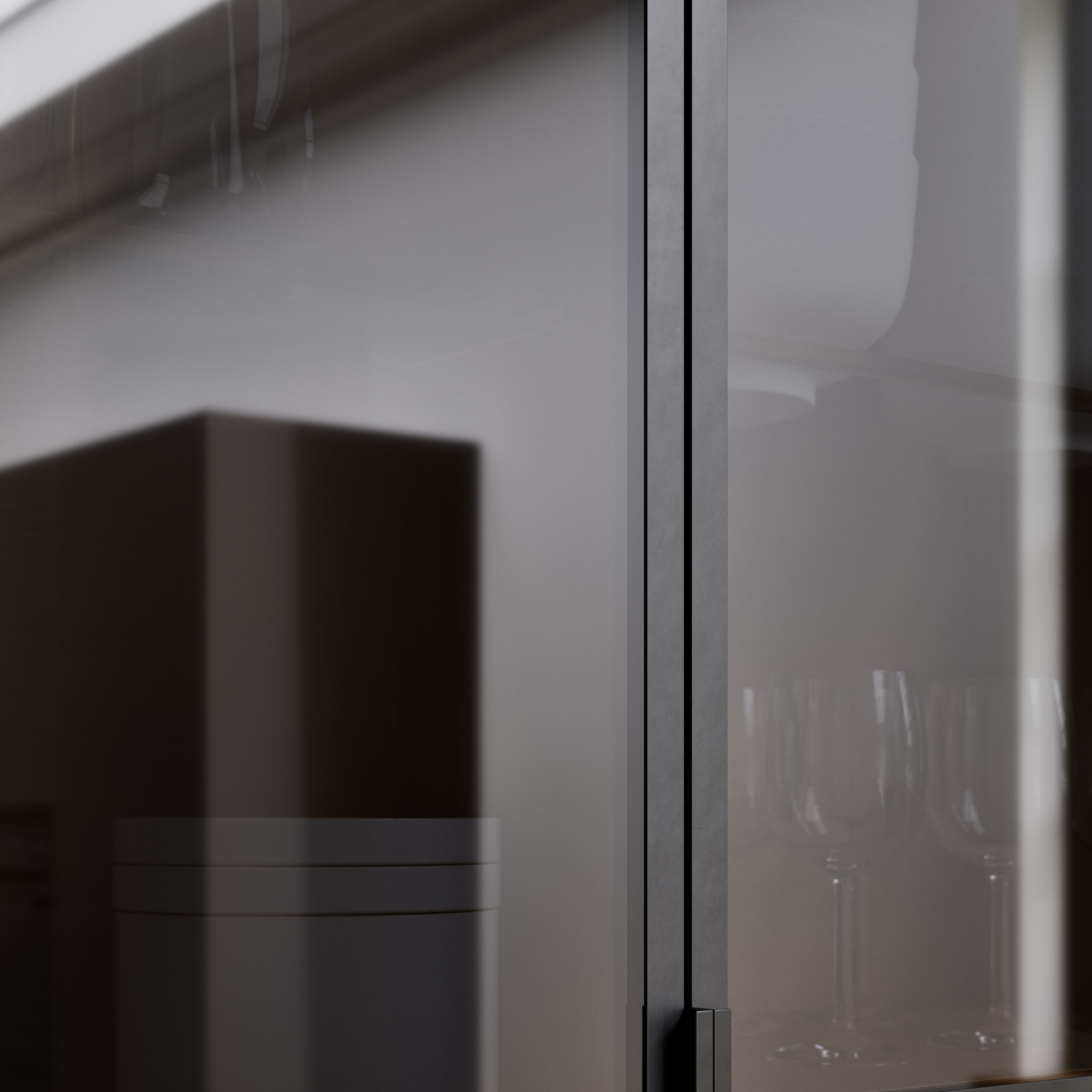 GoodHome Winterana Matt black Glazed Tall wall Cabinet door (W)300mm (H)895mm (T)20mm