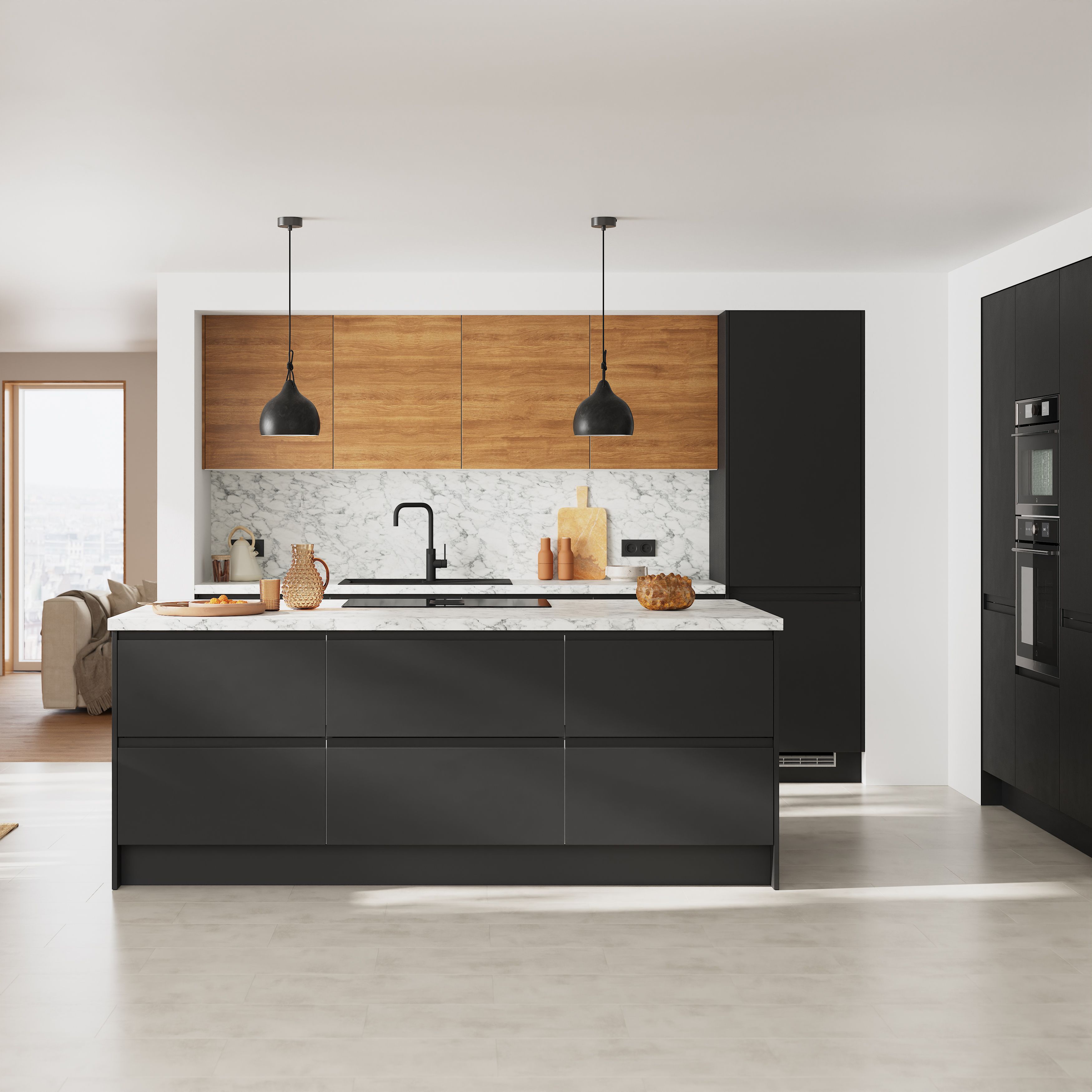 GoodHome Winterana Matt black Standard Cabinet door (W)500mm (H)715mm (T)20mm