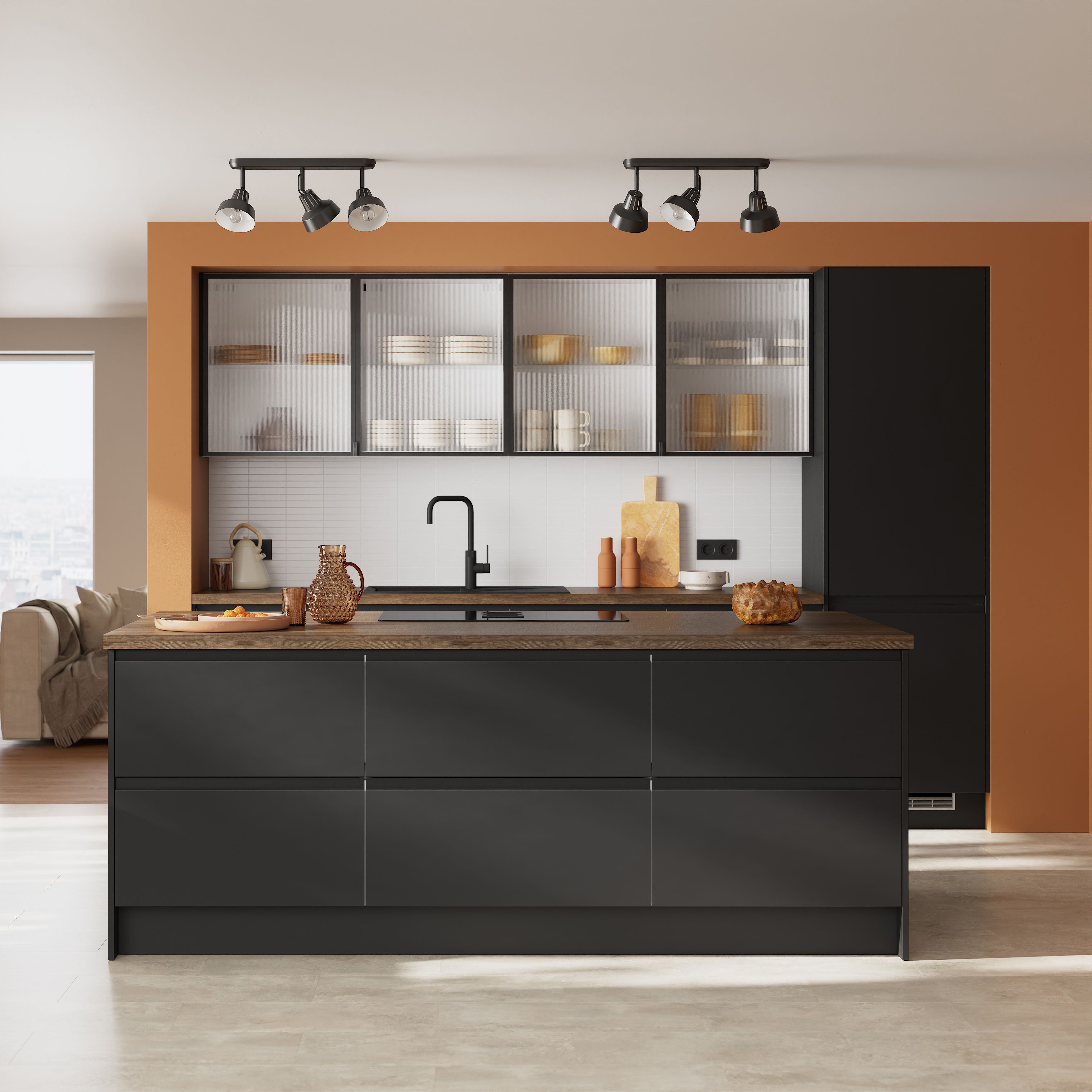 GoodHome Winterana Matt black Standard Cabinet door (W)500mm (H)715mm (T)20mm