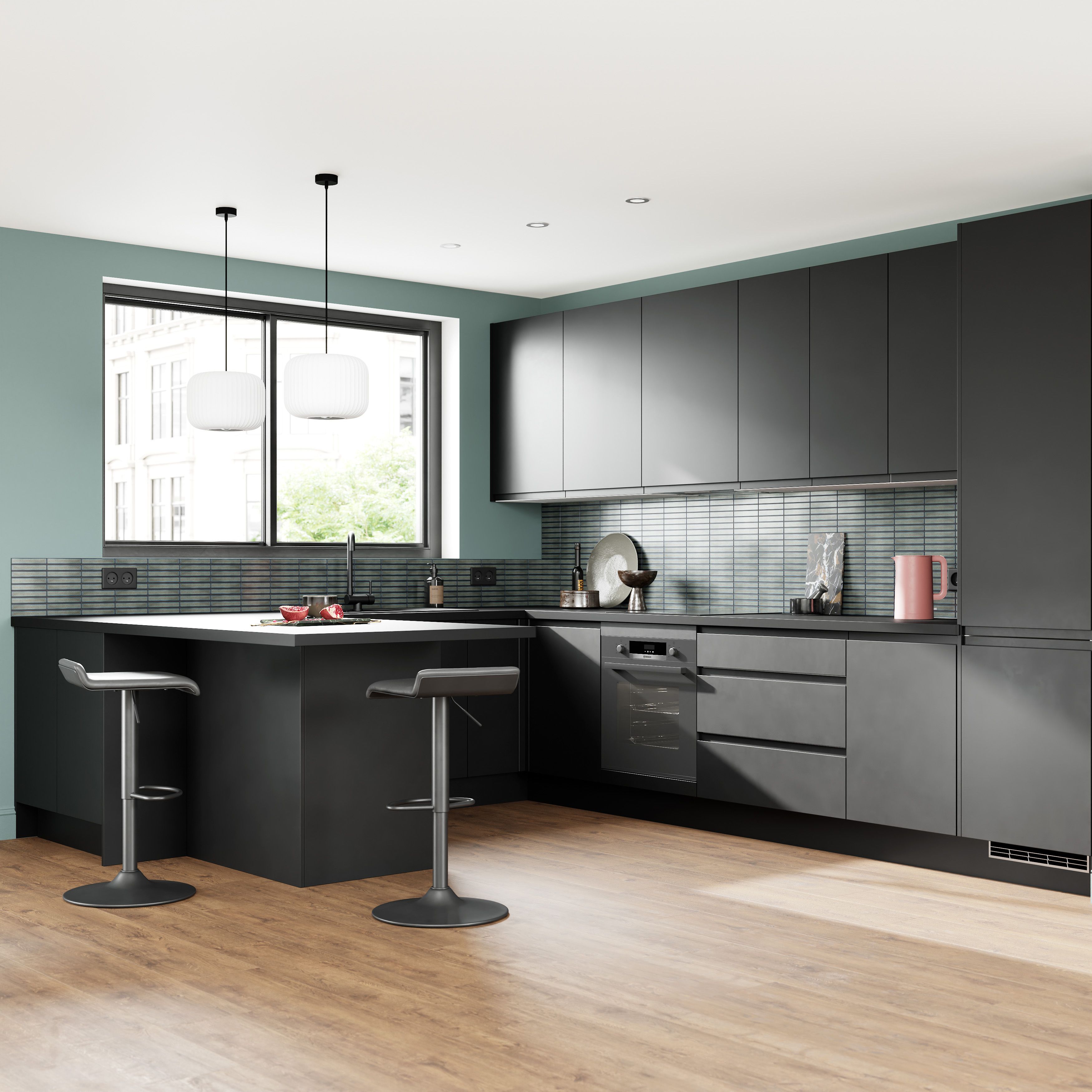 GoodHome Winterana Matt black Standard Cabinet door (W)500mm (H)715mm (T)20mm