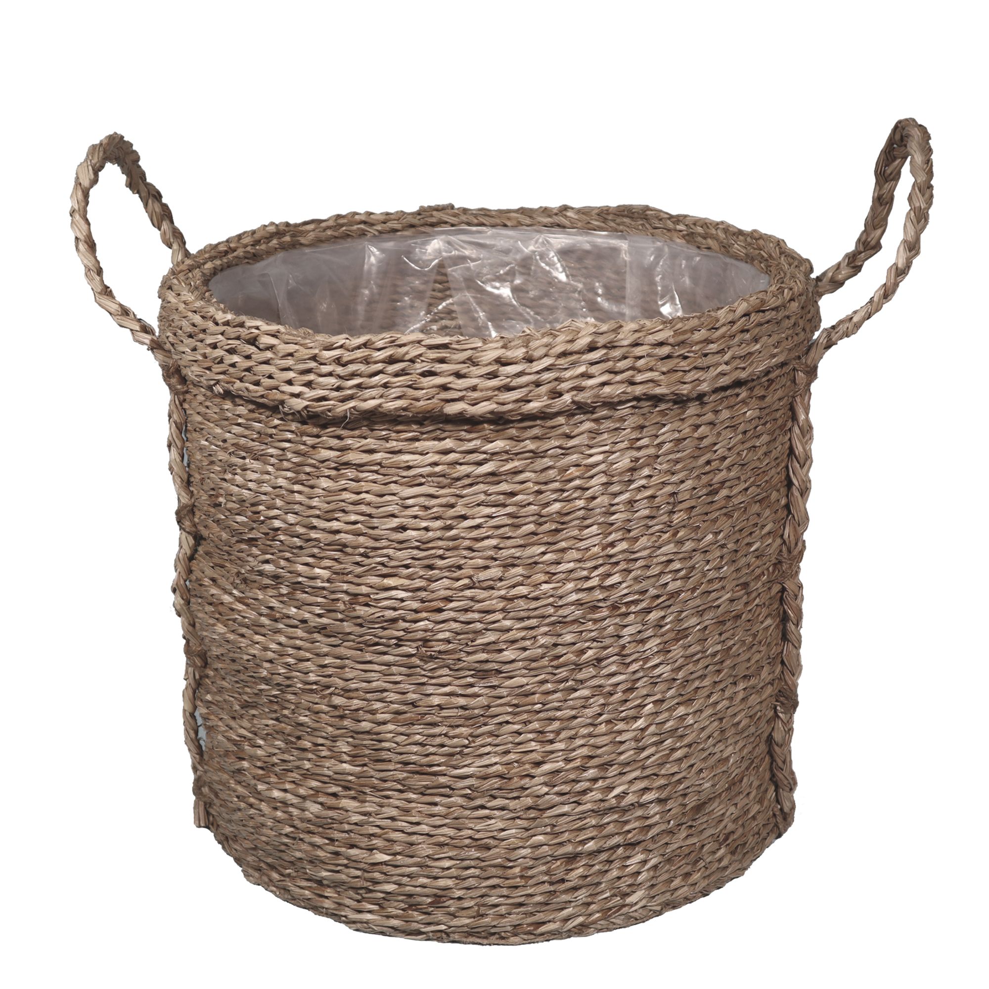 GoodHome Witoto Natural Seagrass Round Plant pot (Dia) 41cm, (H)37cm