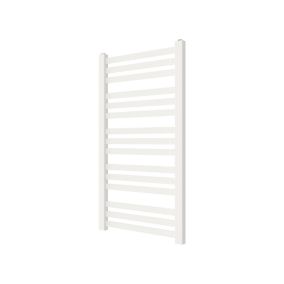 GoodHome Wolfsbane Vertical Towel radiator, White (W)500mm (H)900mm