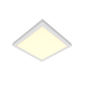 GoodHome Wundt Matt White Aluminium effect Square Cool, natural & warm white Light panel (L)300mm
