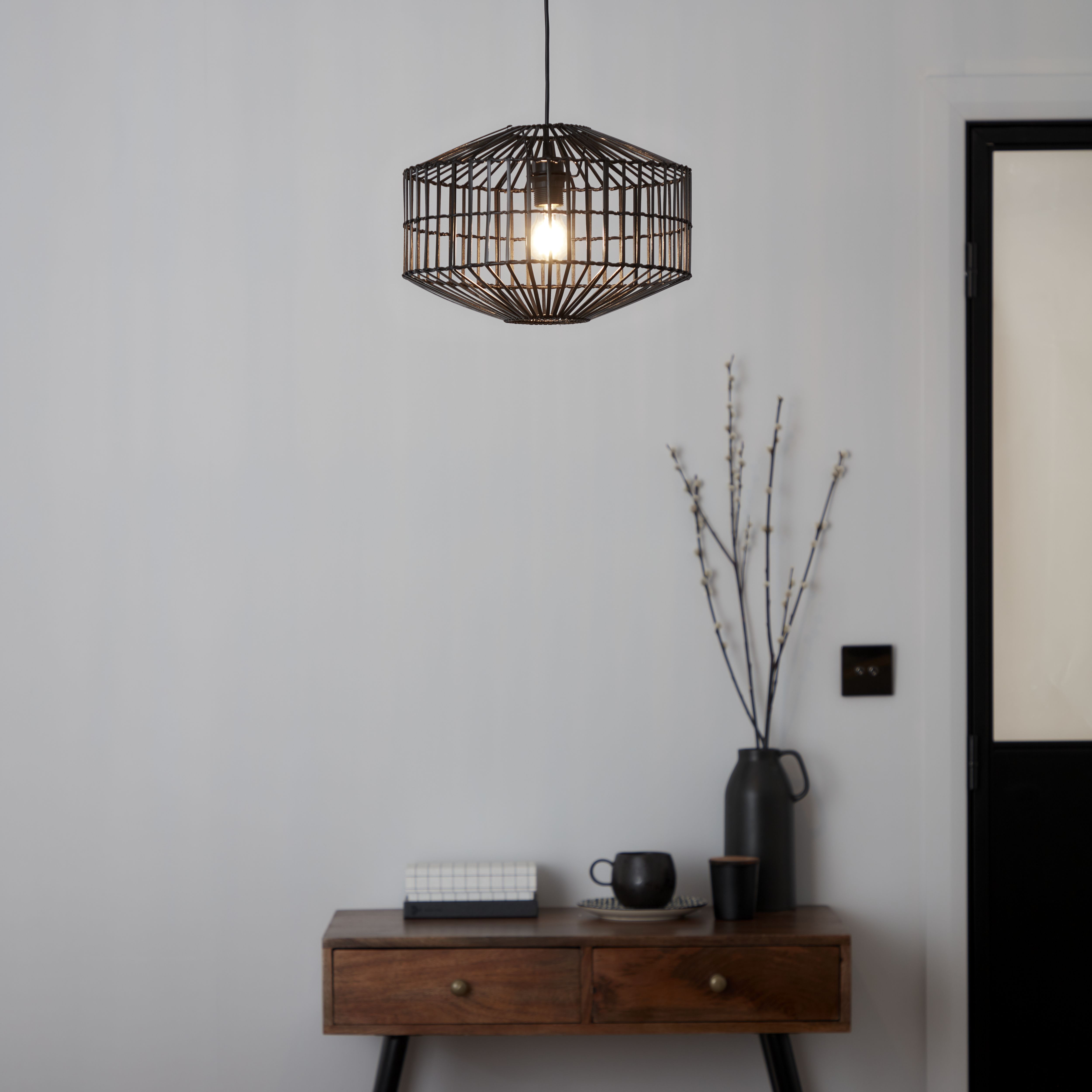 GoodHome Wutai Black Pendant ceiling light, (Dia)380mm