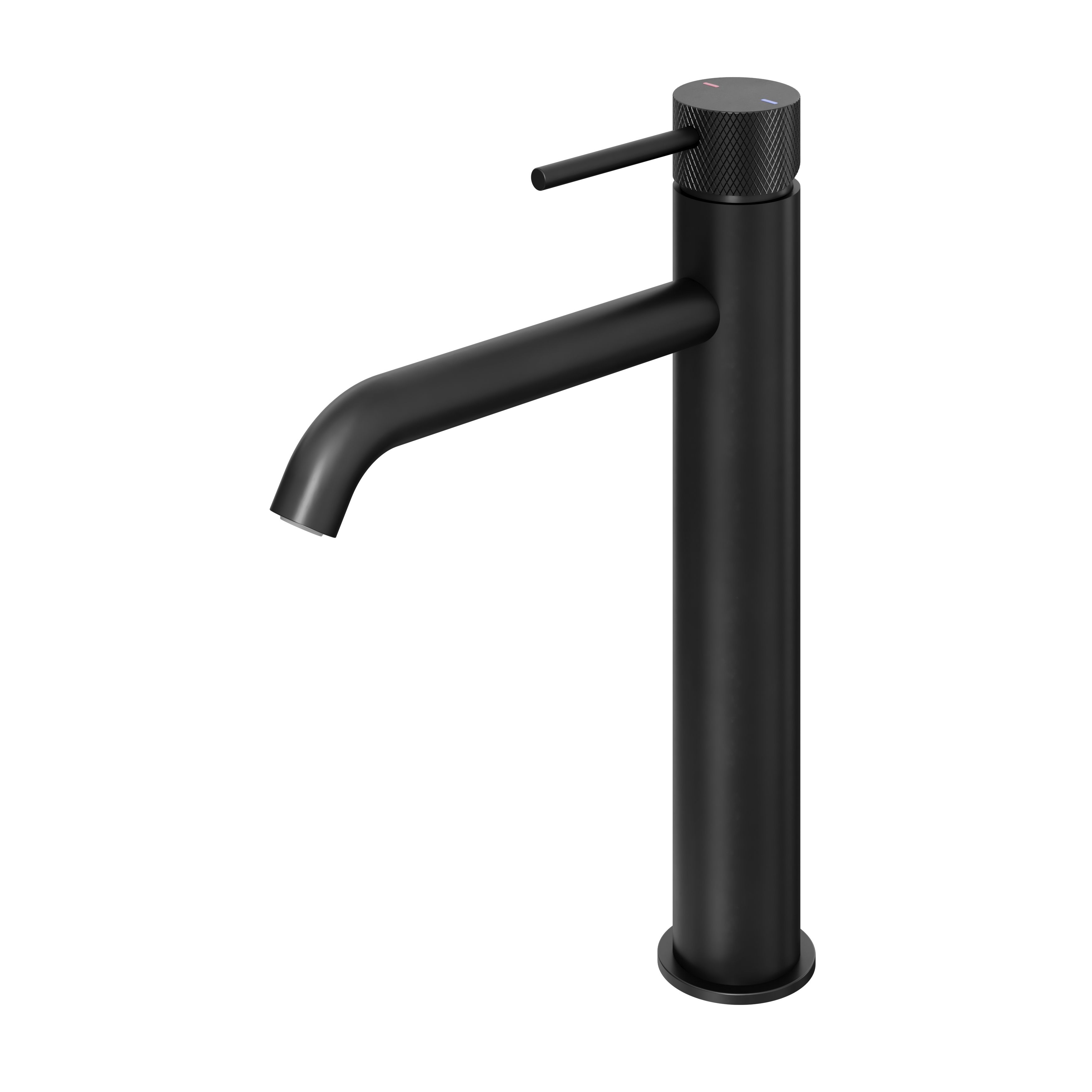 GoodHome XL Matt Black Round Deck-mounted Manual Basin Mono mixer 