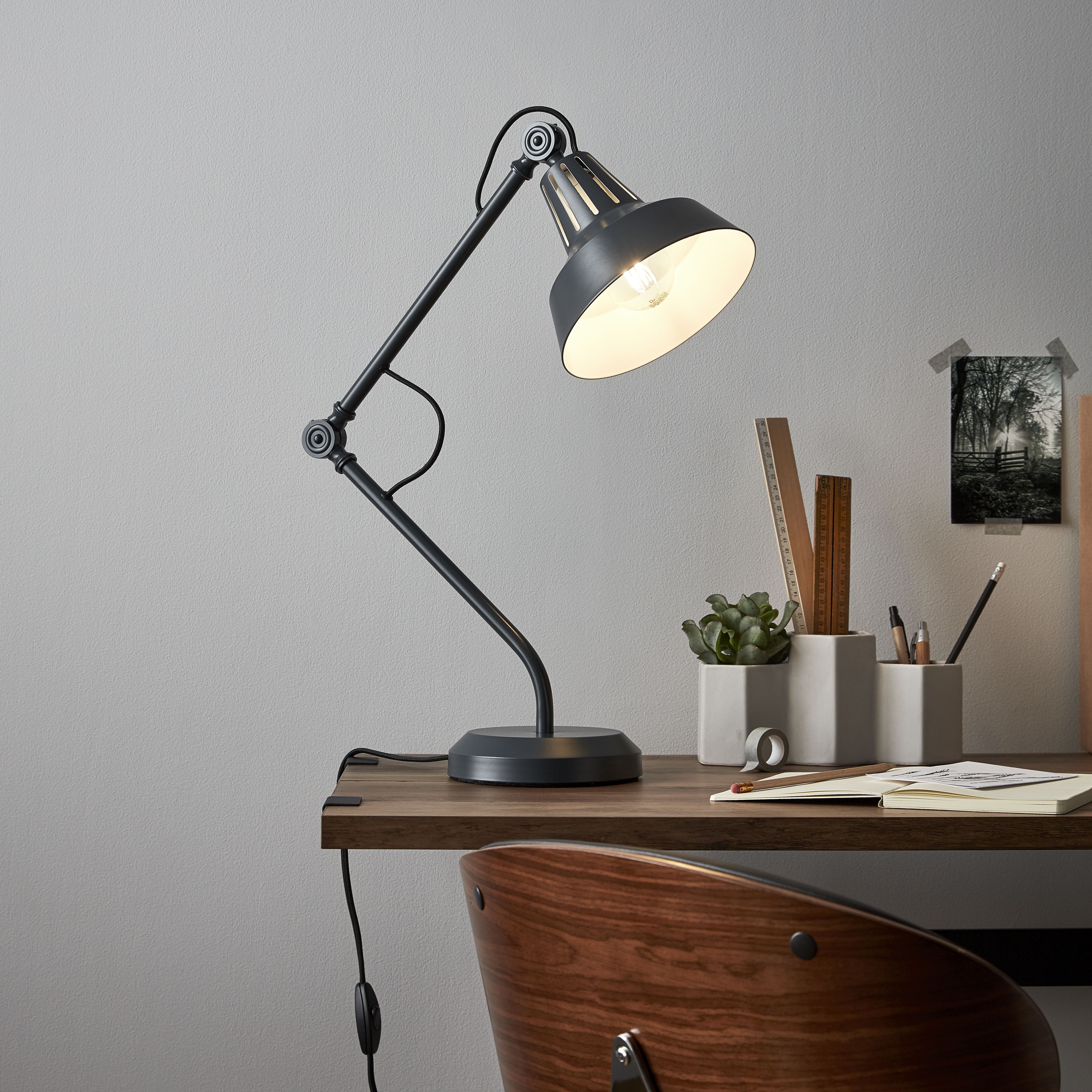 GoodHome Yarra Matt Black Table light