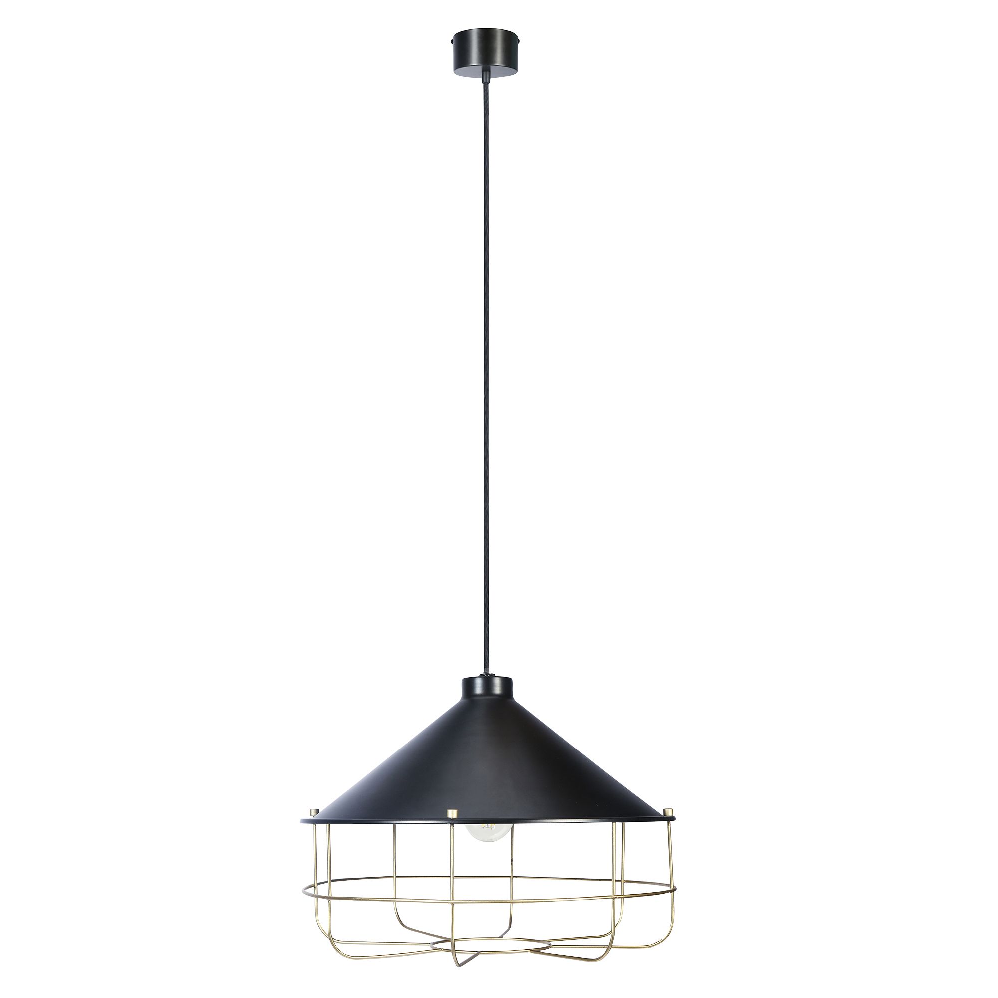 GoodHome Yondair Matt Black Brass effect Pendant ceiling light, (Dia)320mm