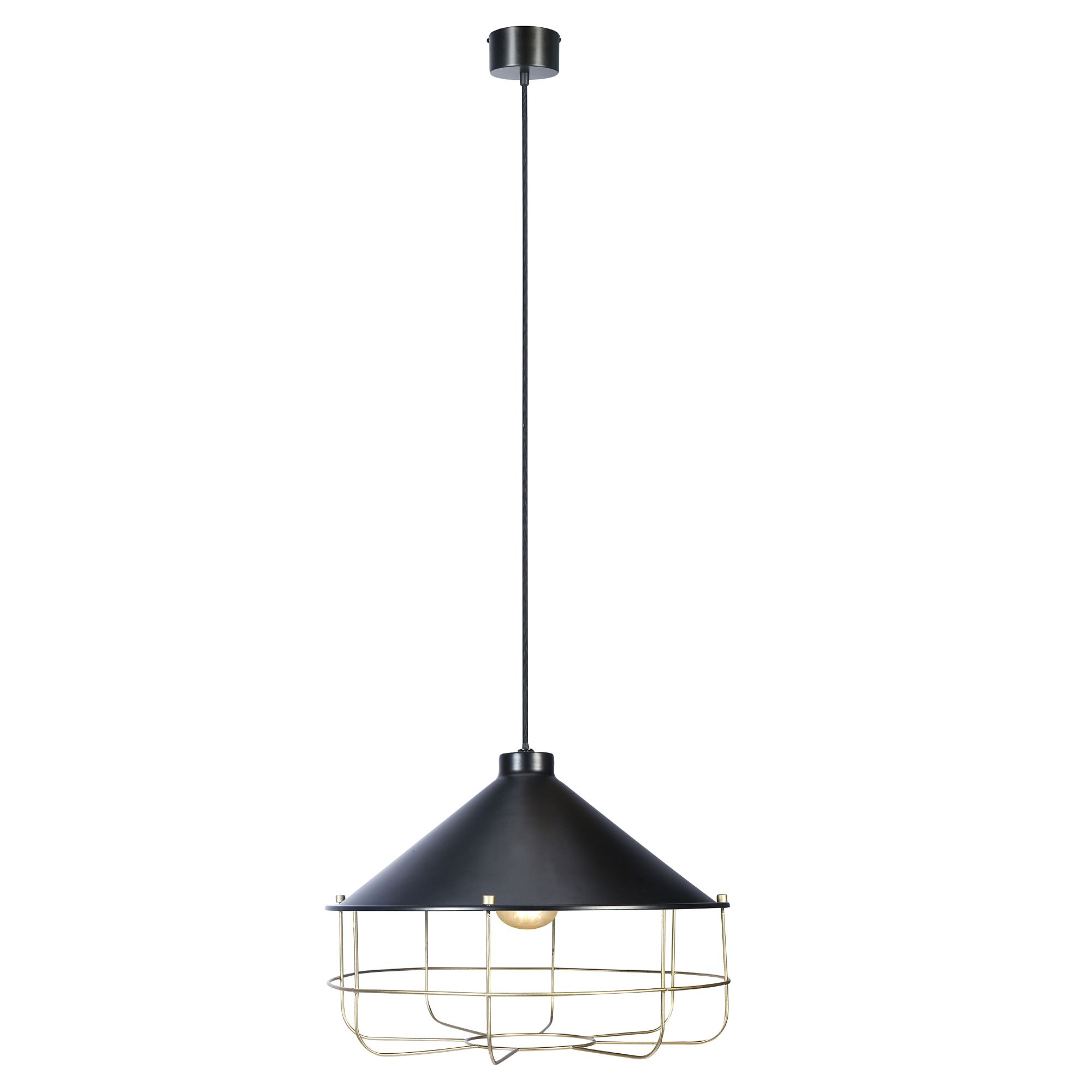 GoodHome Yondair Matt Black Brass effect Pendant ceiling light, (Dia)320mm