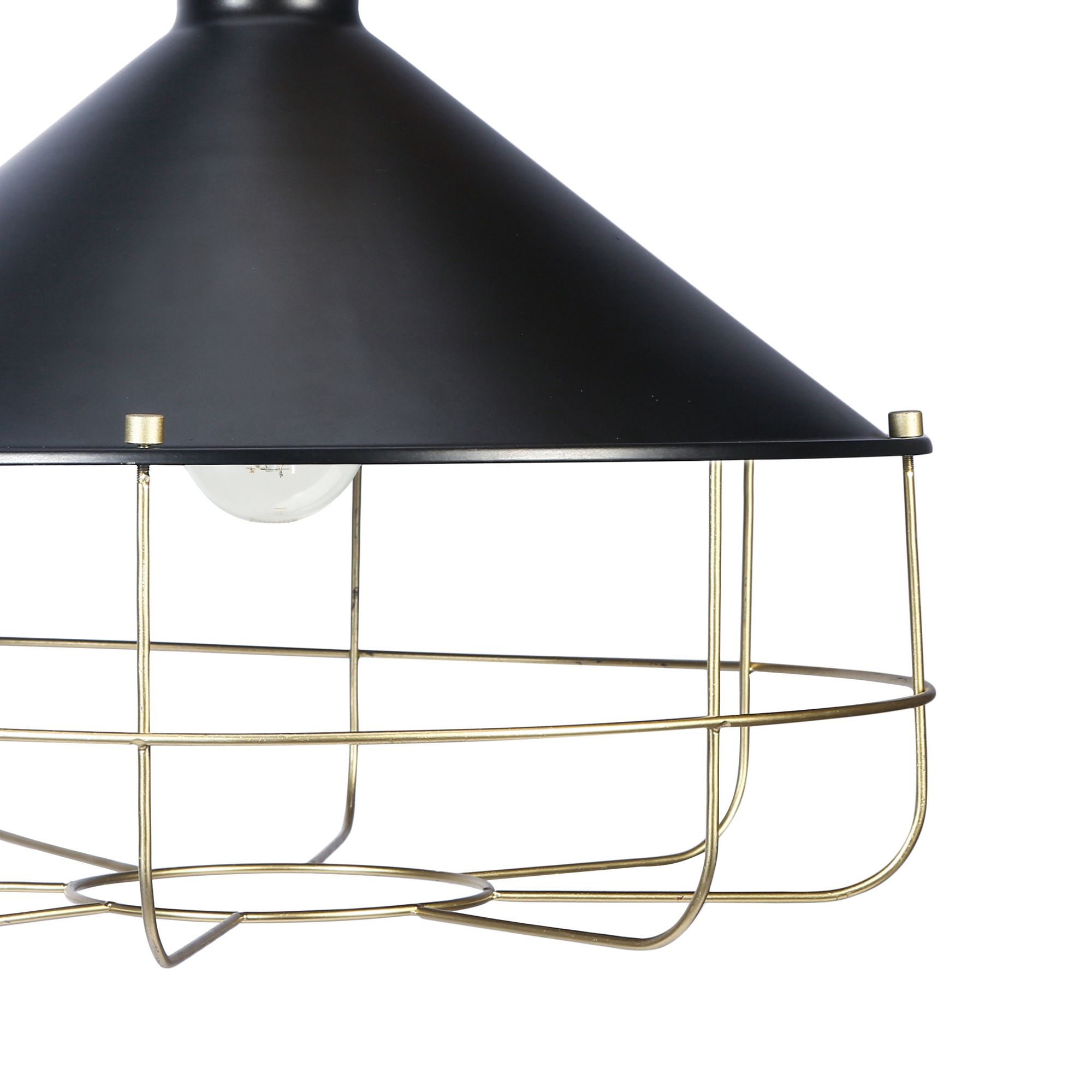 GoodHome Yondair Matt Black Brass effect Pendant ceiling light, (Dia)320mm