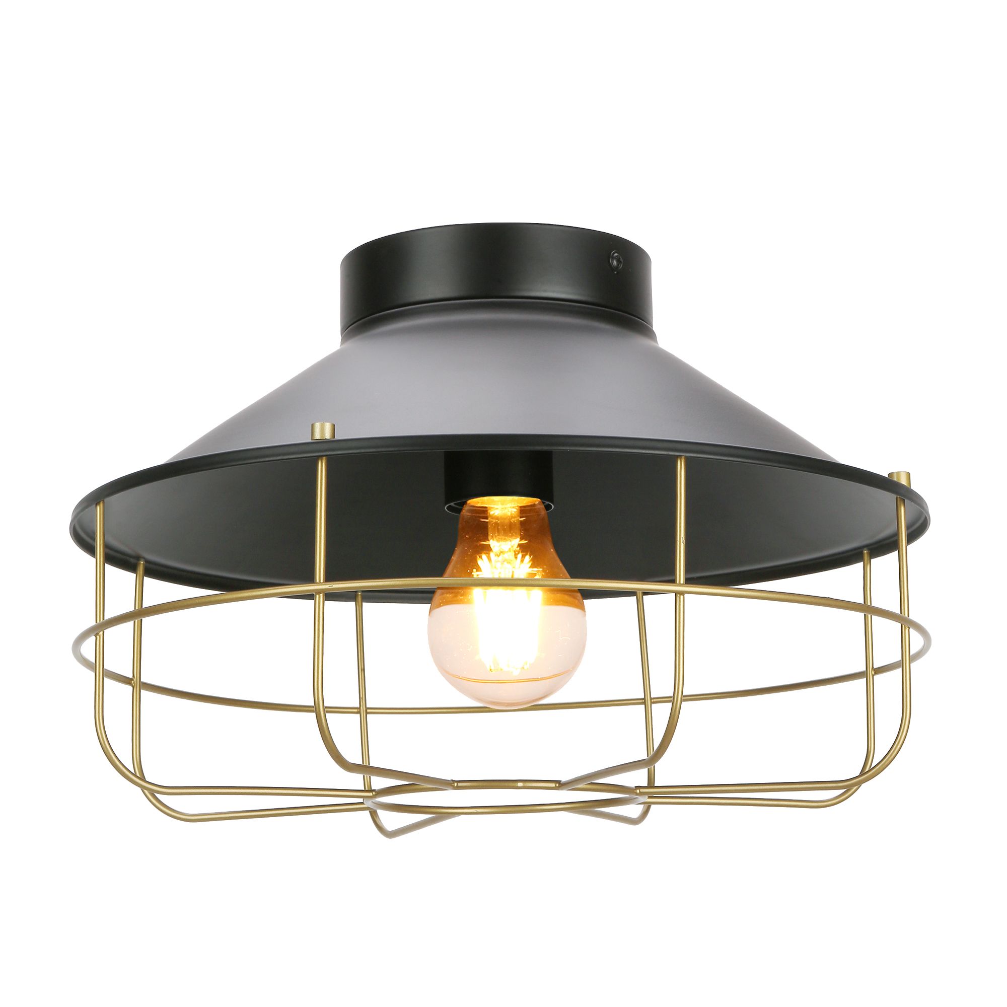 GoodHome Yondair Round Matt Metal Black Ceiling light