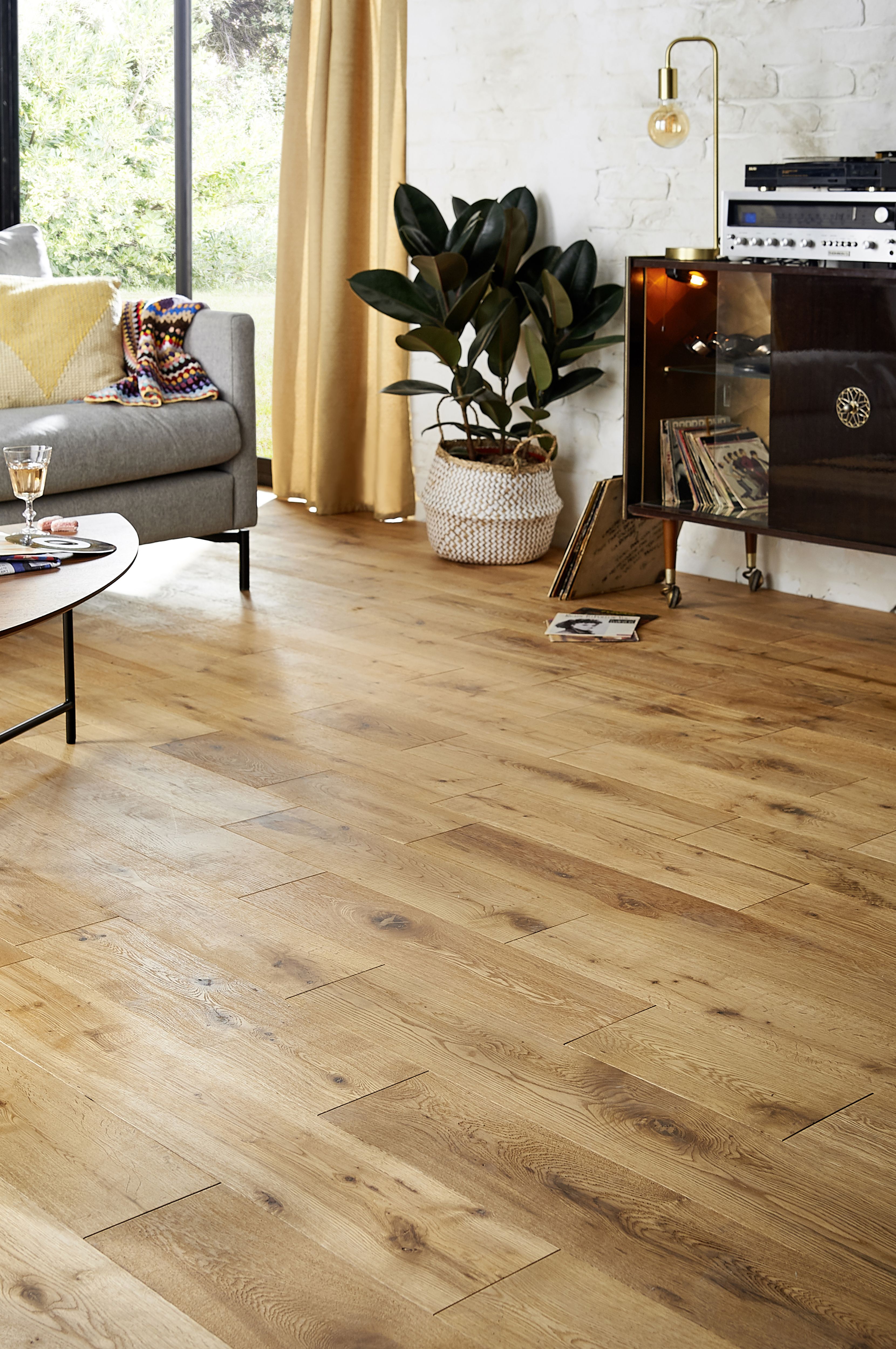 GoodHome Ystad Blonde Natural wood effect Oak Solid wood flooring, 1.44m²