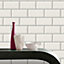 GoodHome Yvias White Metro Tile effect Textured Wallpaper Sample