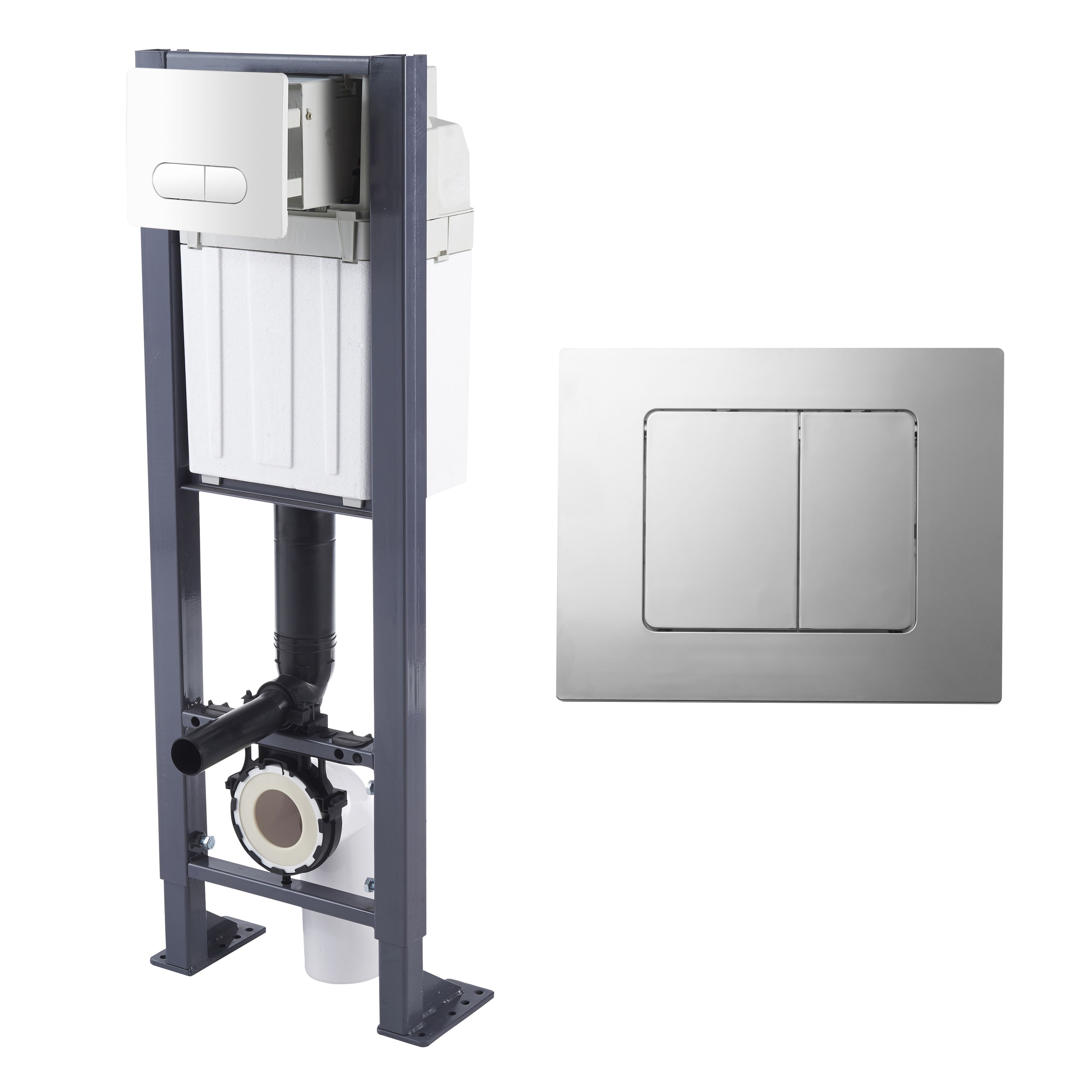 GoodHome Zagar Grey Concealed Recess-mounted Dual Cistern frame set (H)121.8cm