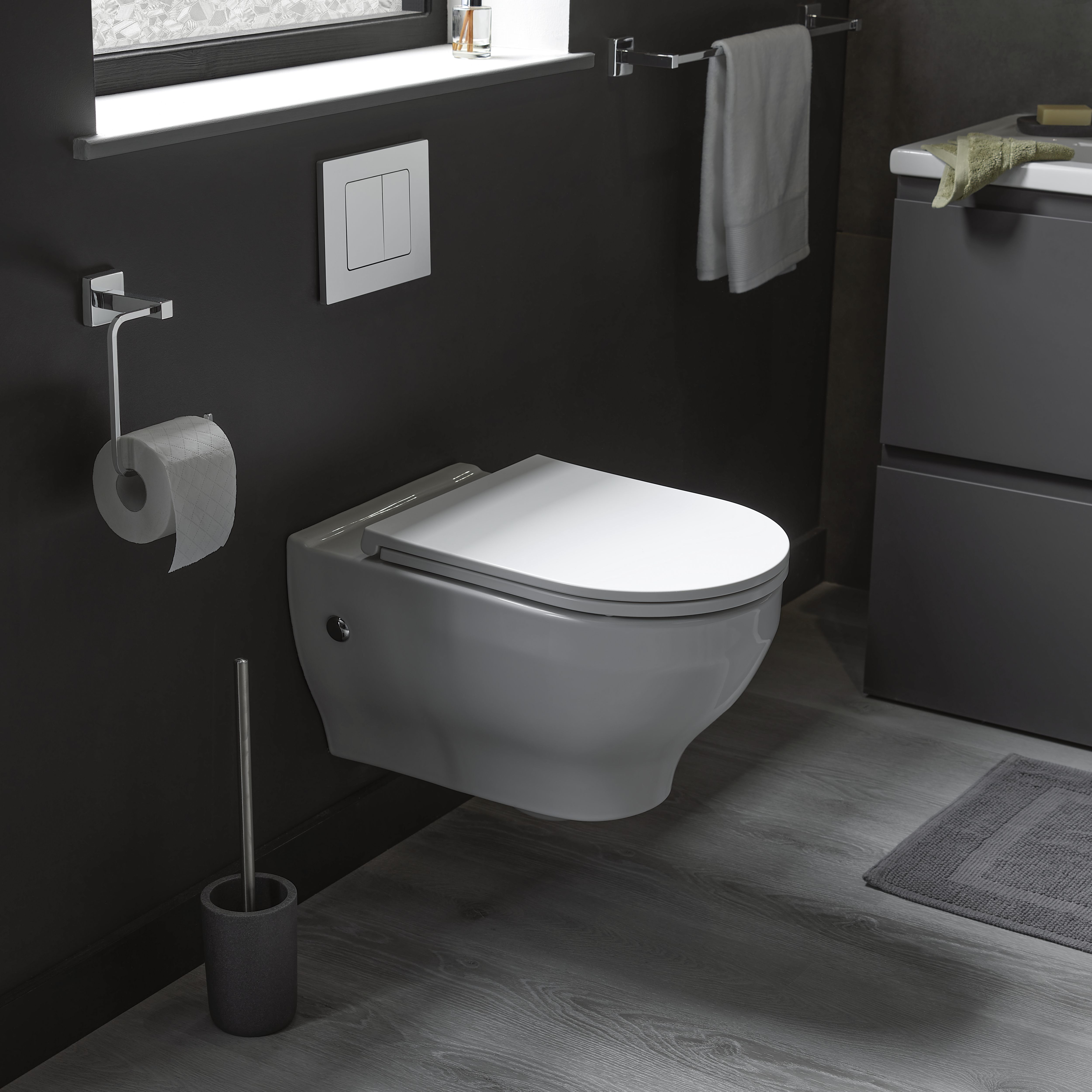 GoodHome Zagar Grey Dual Cistern frame set