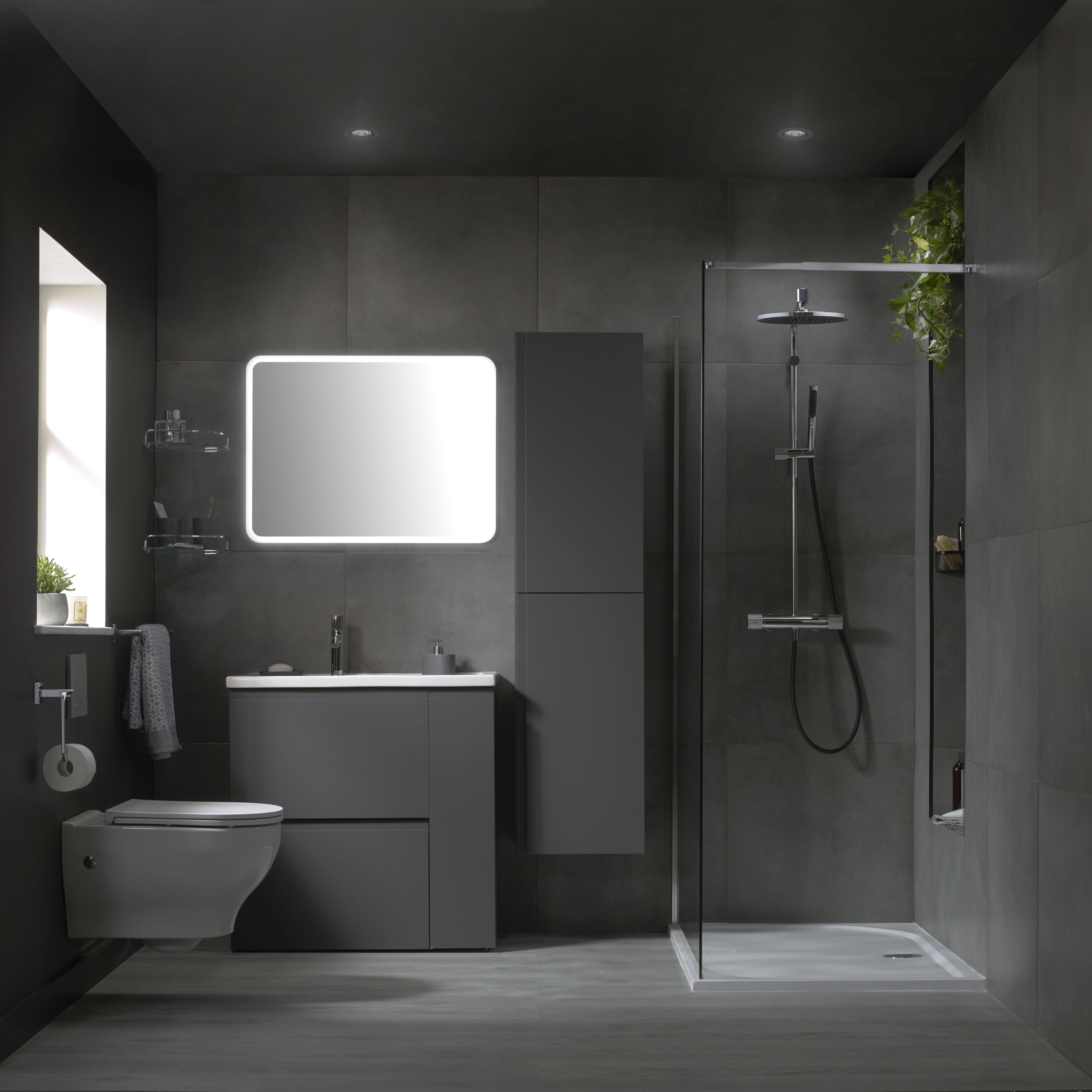 GoodHome Zagar Grey Dual Cistern frame set