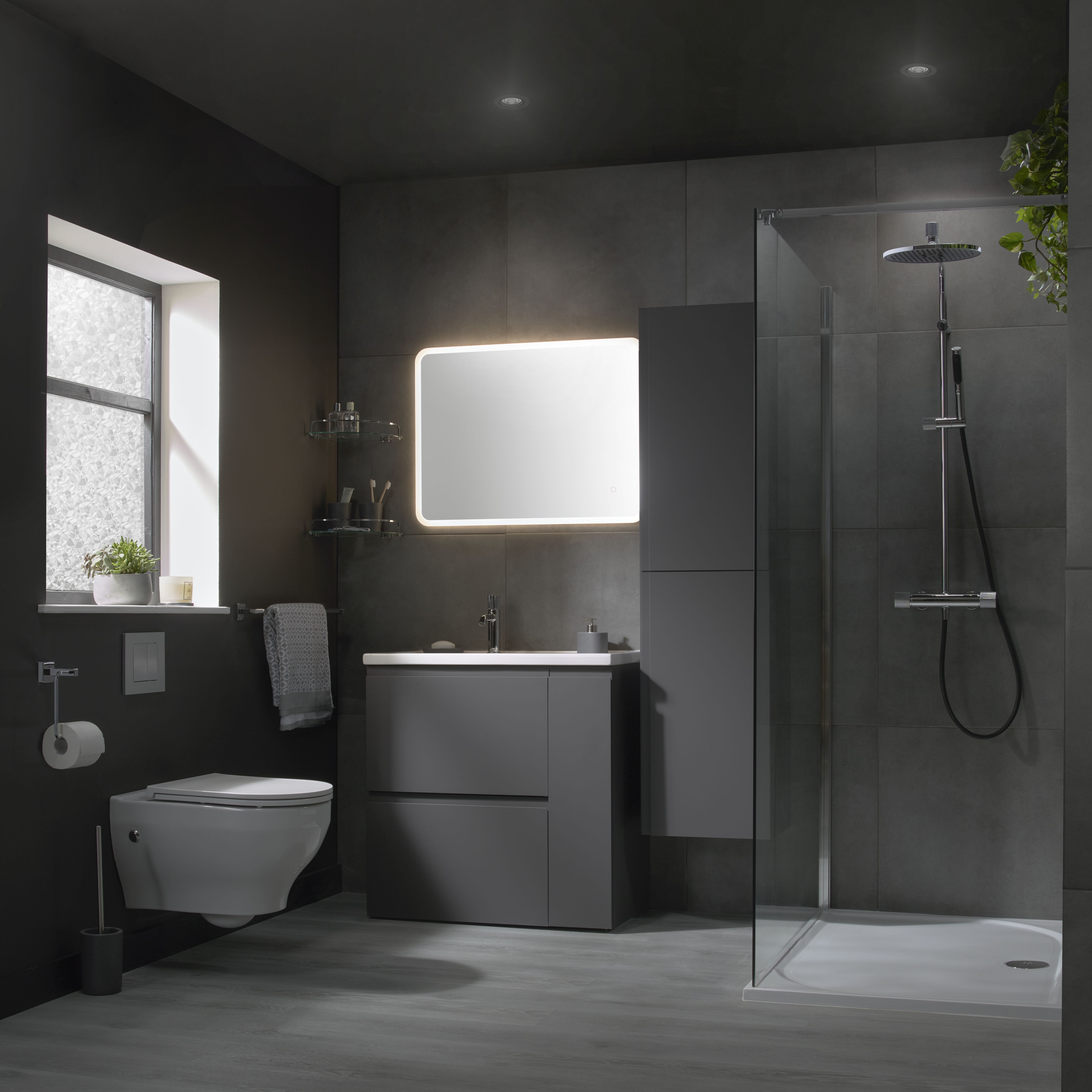 GoodHome Zagar Grey Dual Cistern frame set