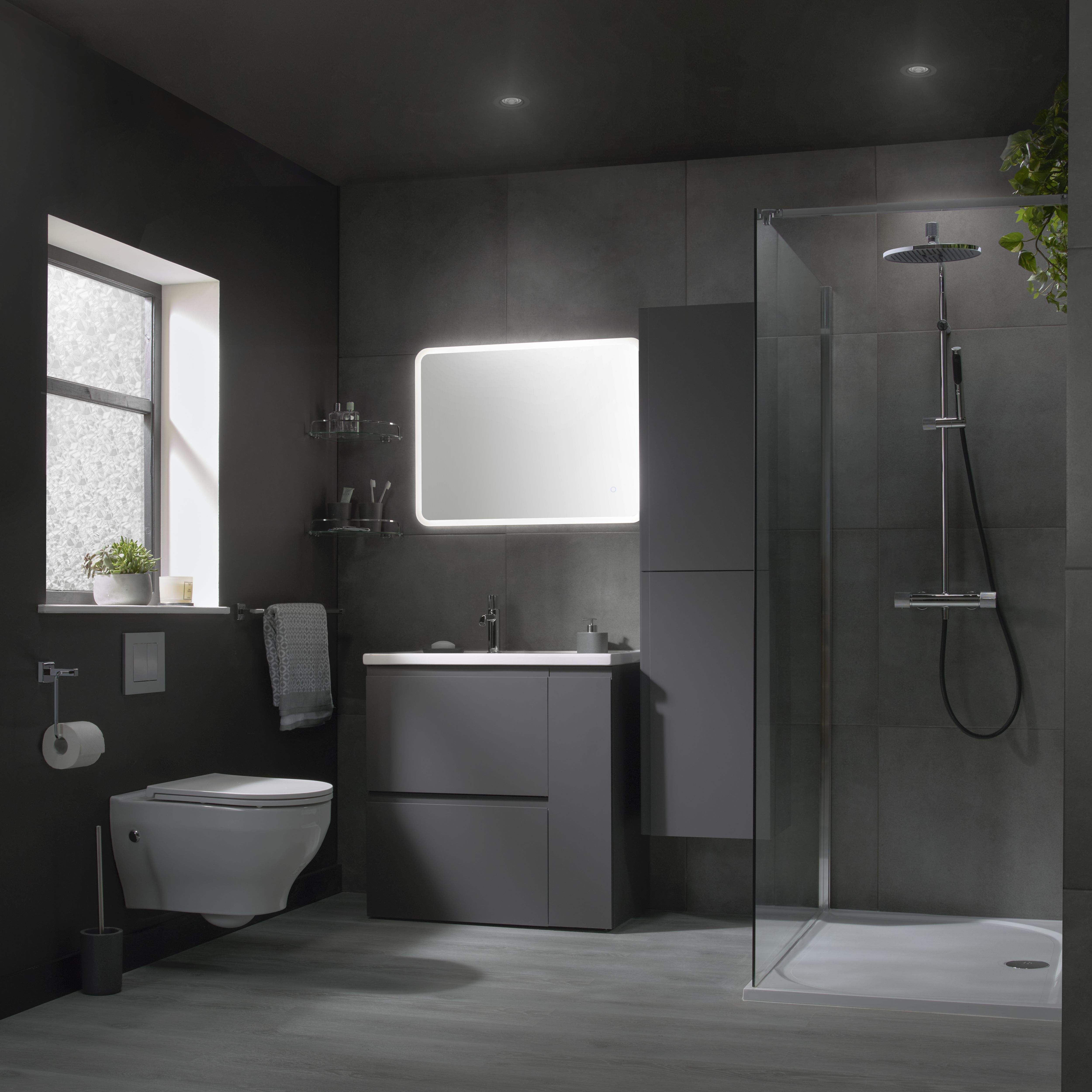 GoodHome Zagar Grey Dual Cistern frame set