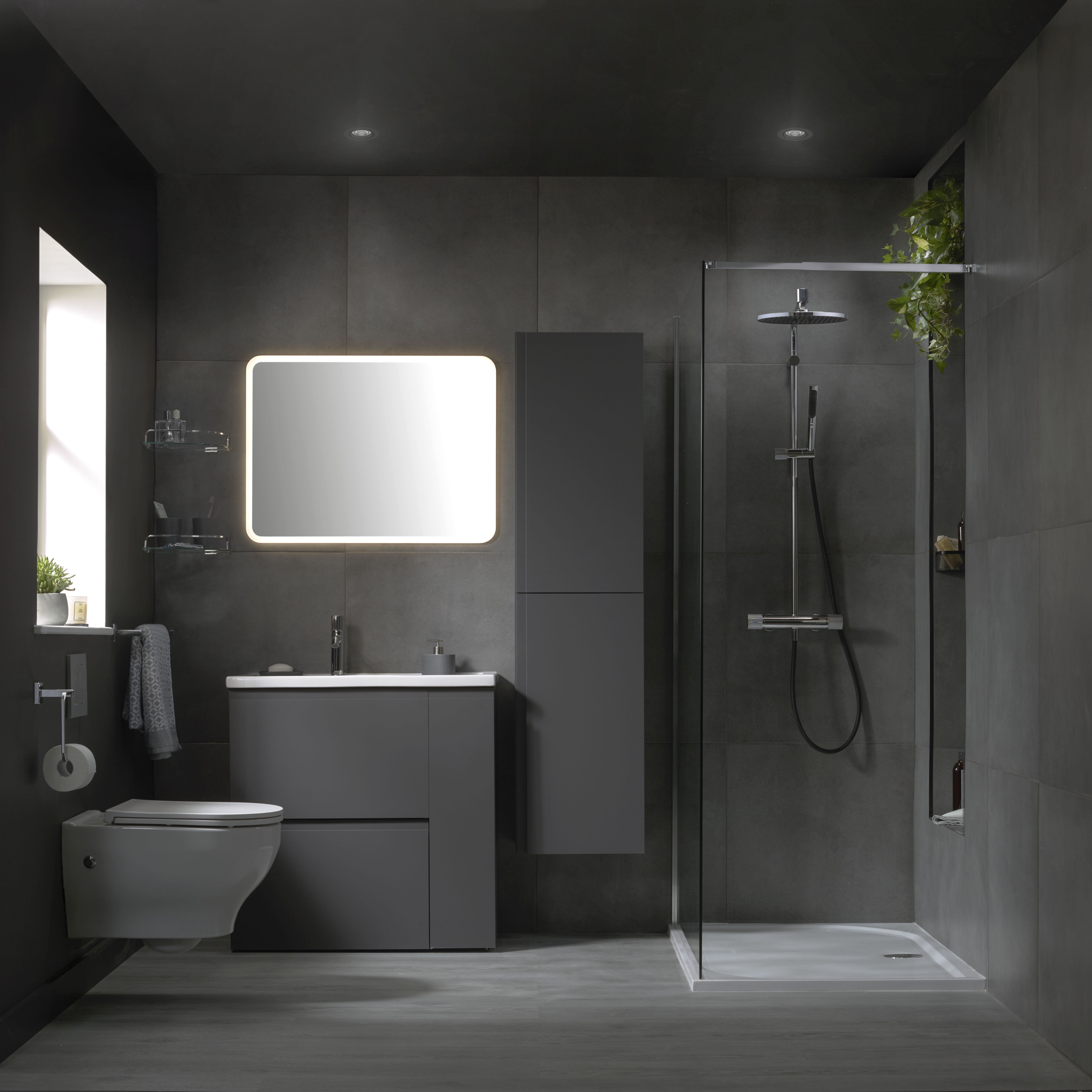 GoodHome Zagar Grey Dual Cistern frame set