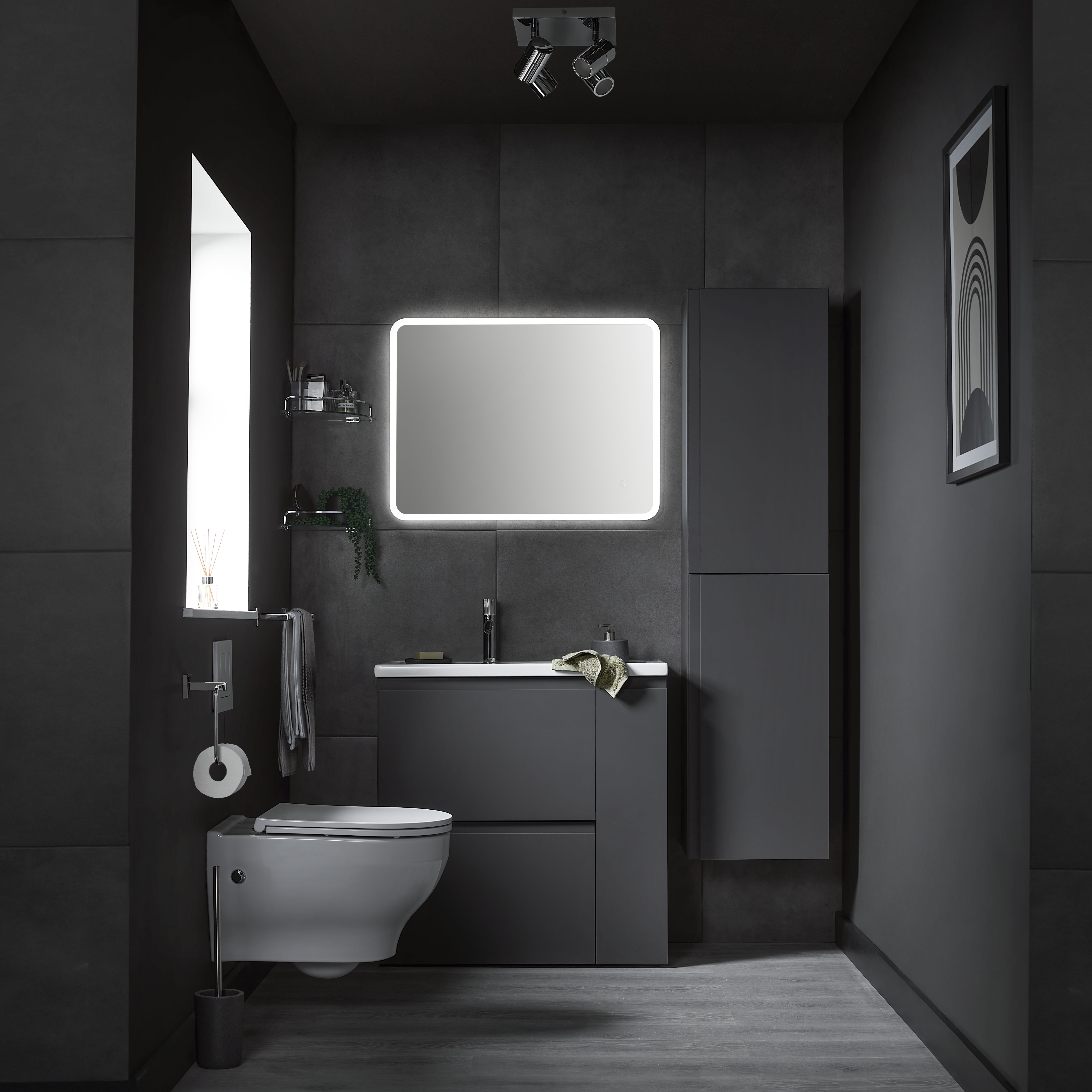 GoodHome Zagar Grey Dual Cistern frame set