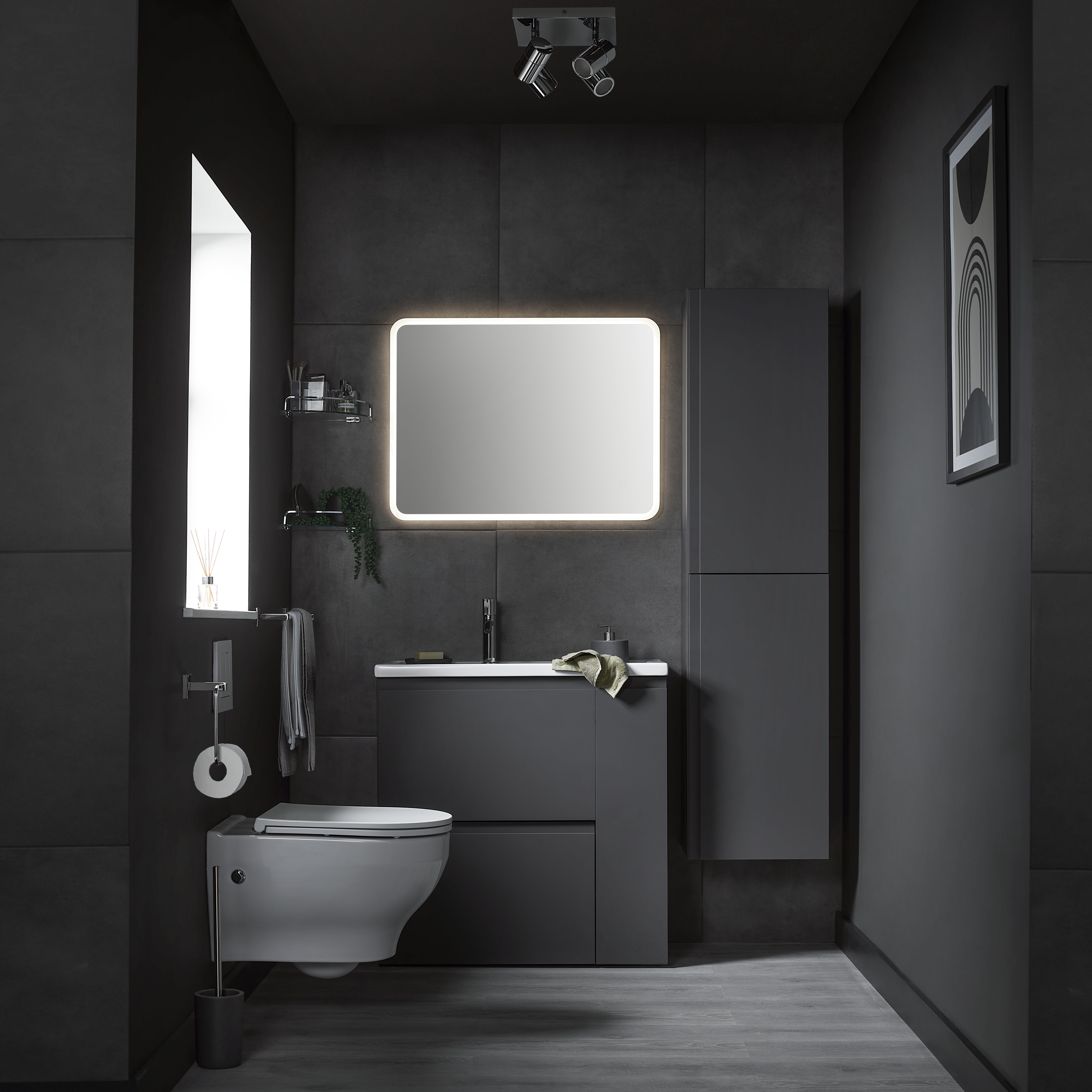 GoodHome Zagar Grey Dual Cistern frame set