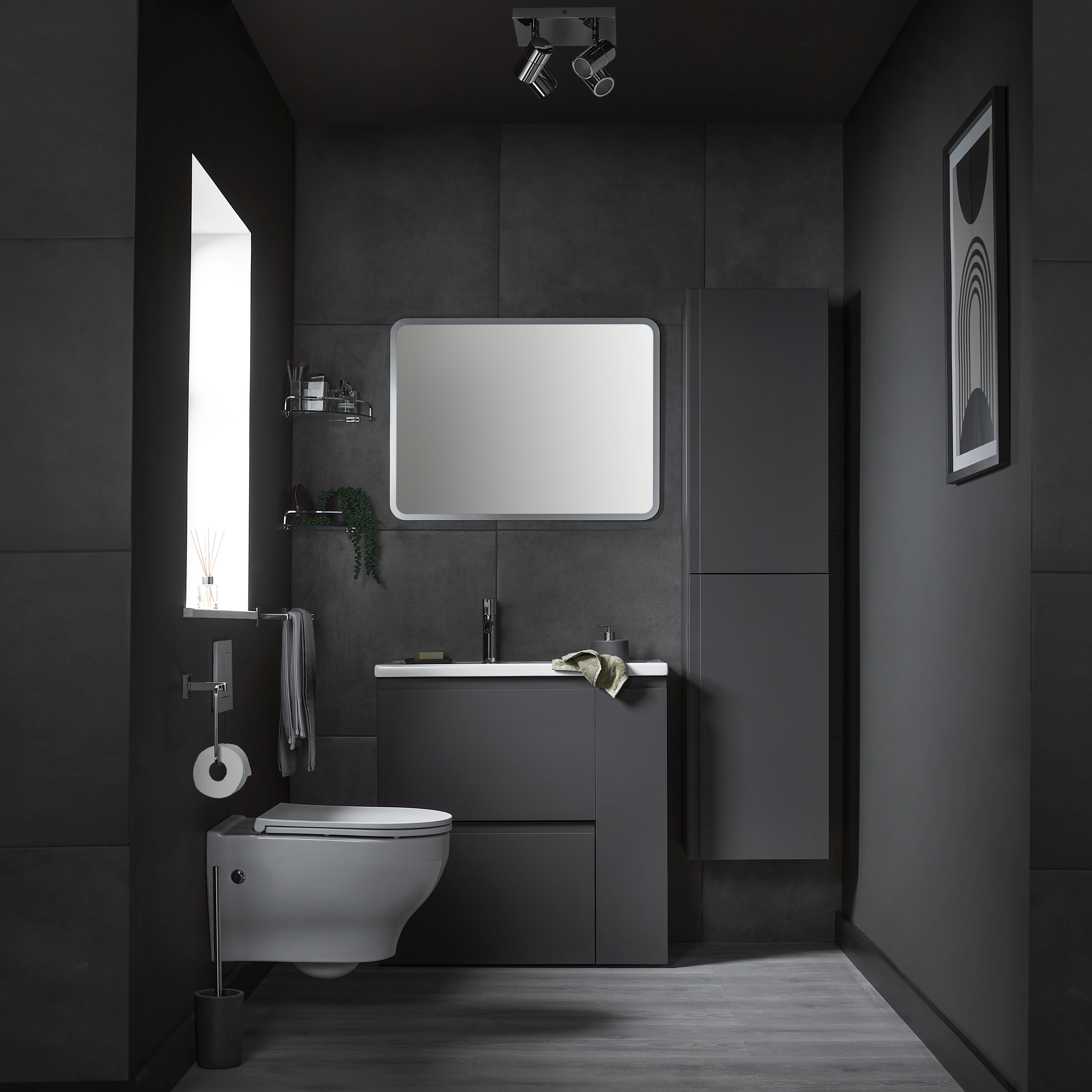 GoodHome Zagar Grey Dual Cistern frame set