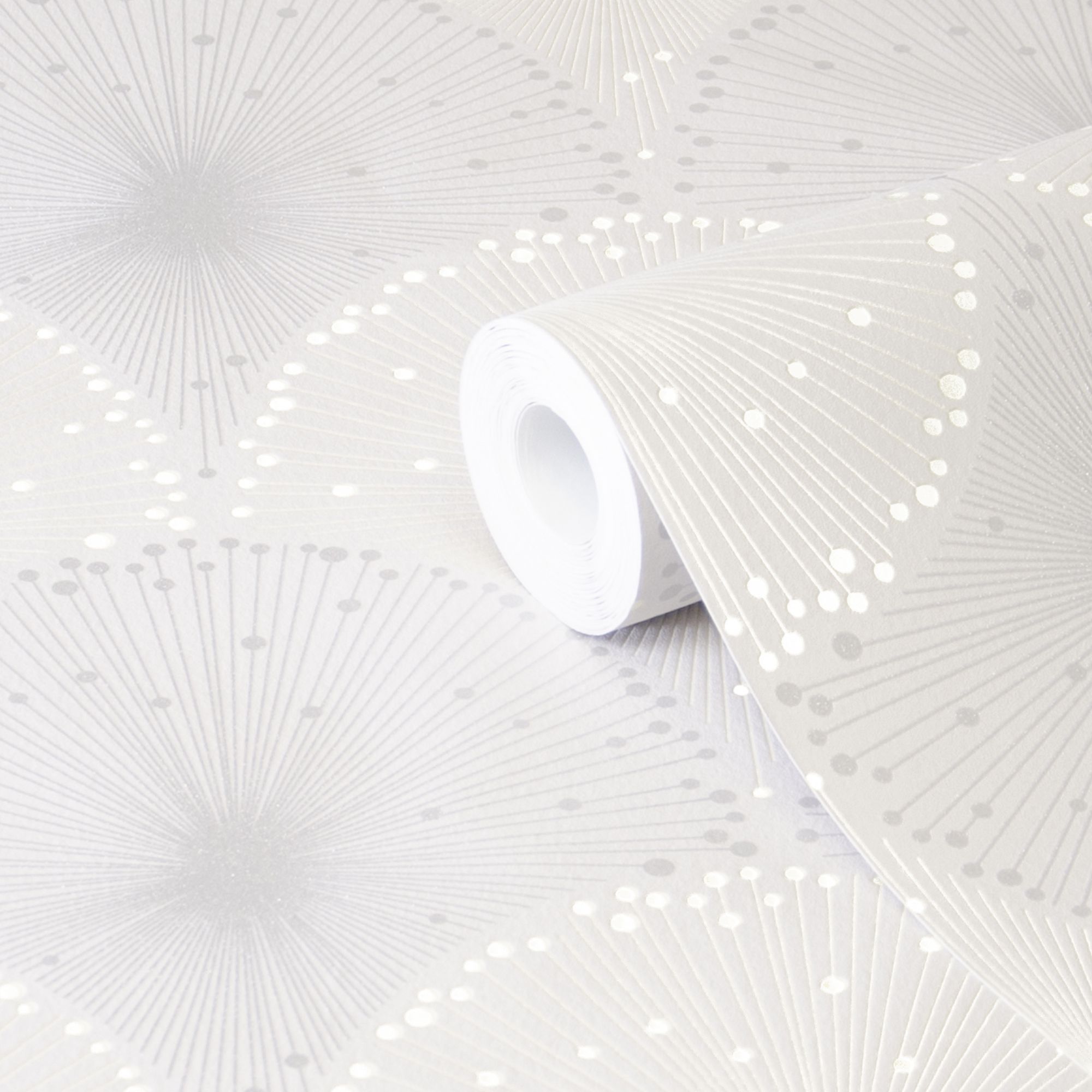 GoodHome Zamia Beige Art deco Silver effect Textured Wallpaper DIY at B&Q