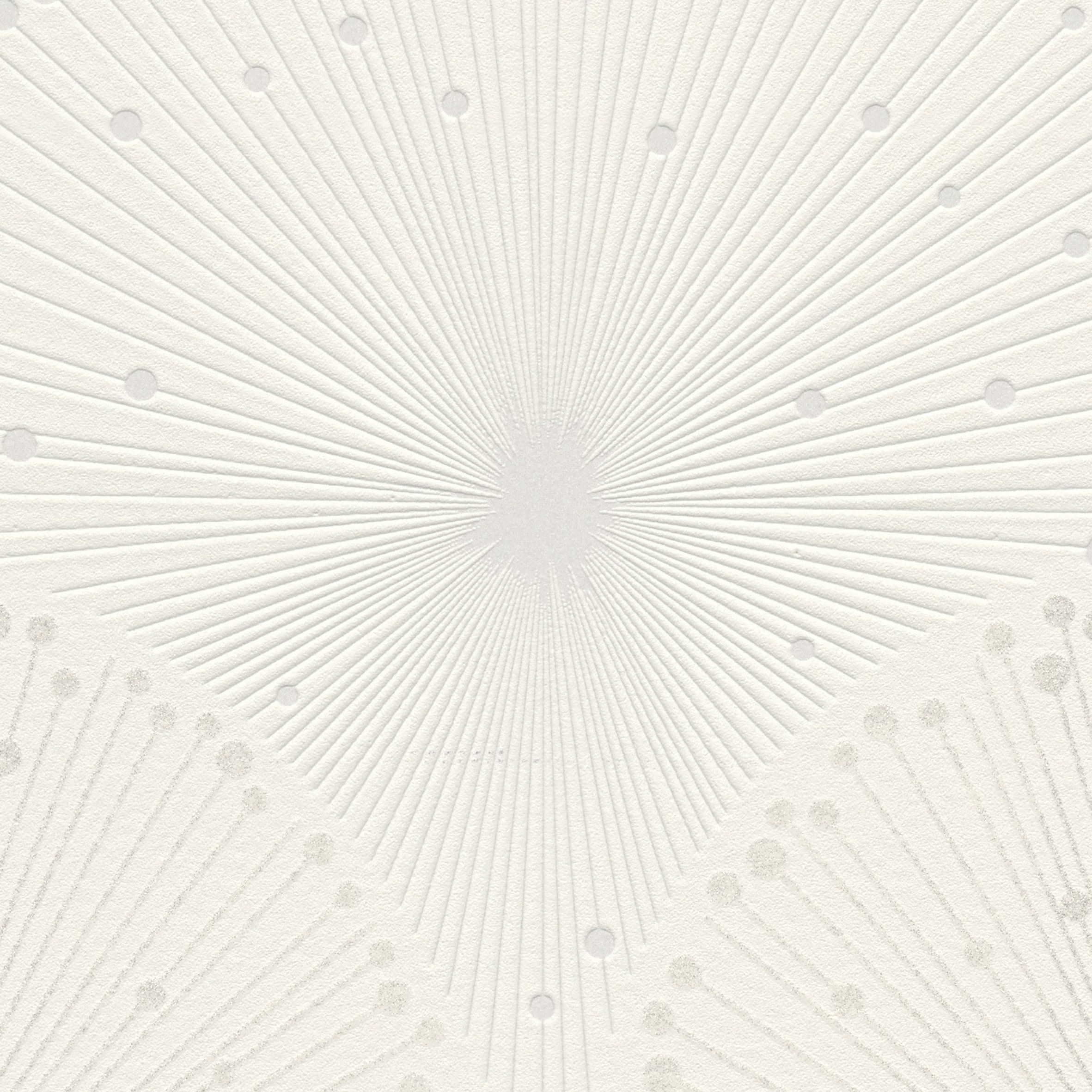 GoodHome Zamia White Silver effect Art deco Textured Wallpaper