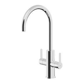 GoodHome Zanthe Chrome-plated Kitchen Twin lever Tap