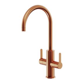 GoodHome Zanthe Copper effect Kitchen Twin lever Tap