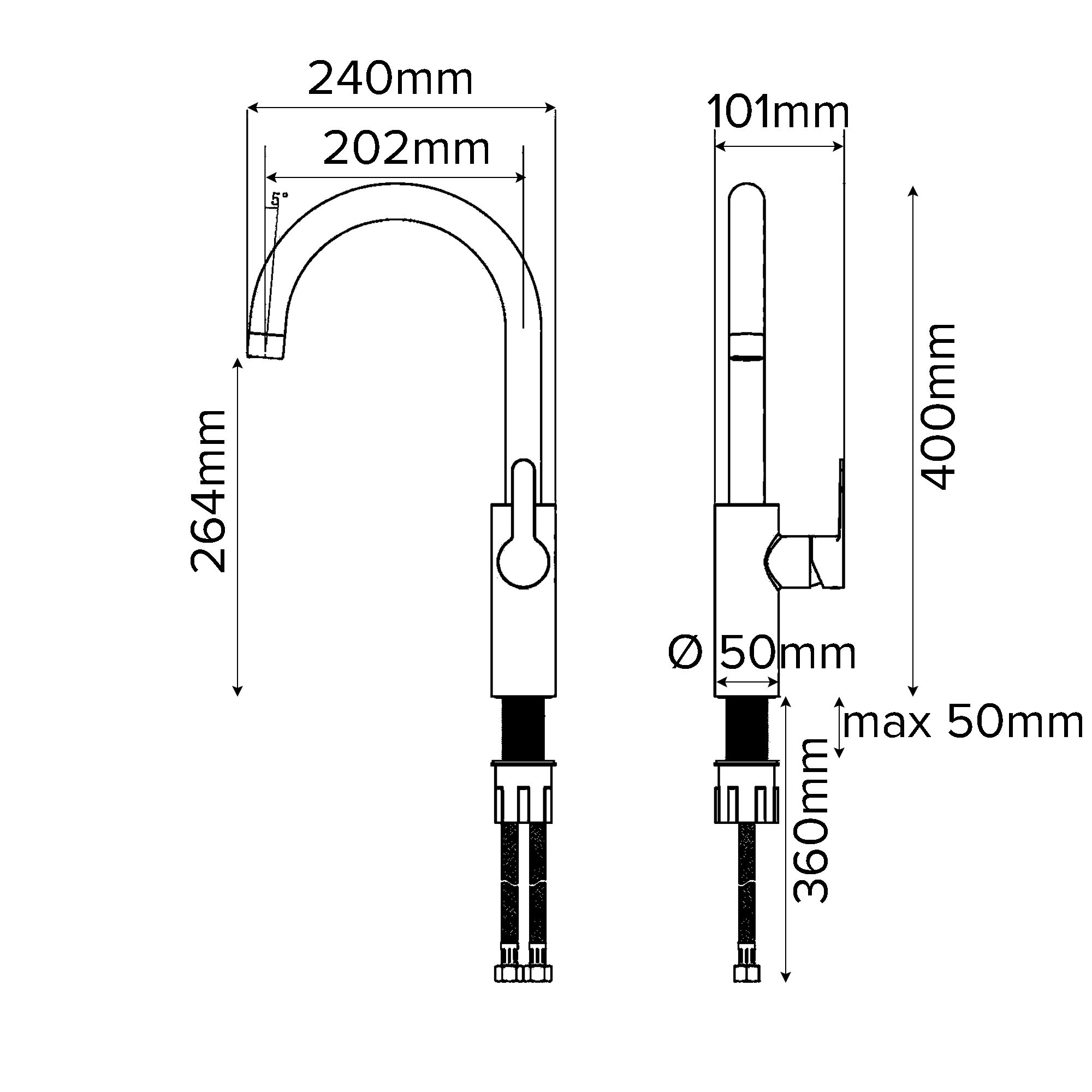 GoodHome Zanthe Stainless steel effect Kitchen Side lever Tap