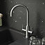 GoodHome Zanthe Stainless steel effect Kitchen Twin lever Tap