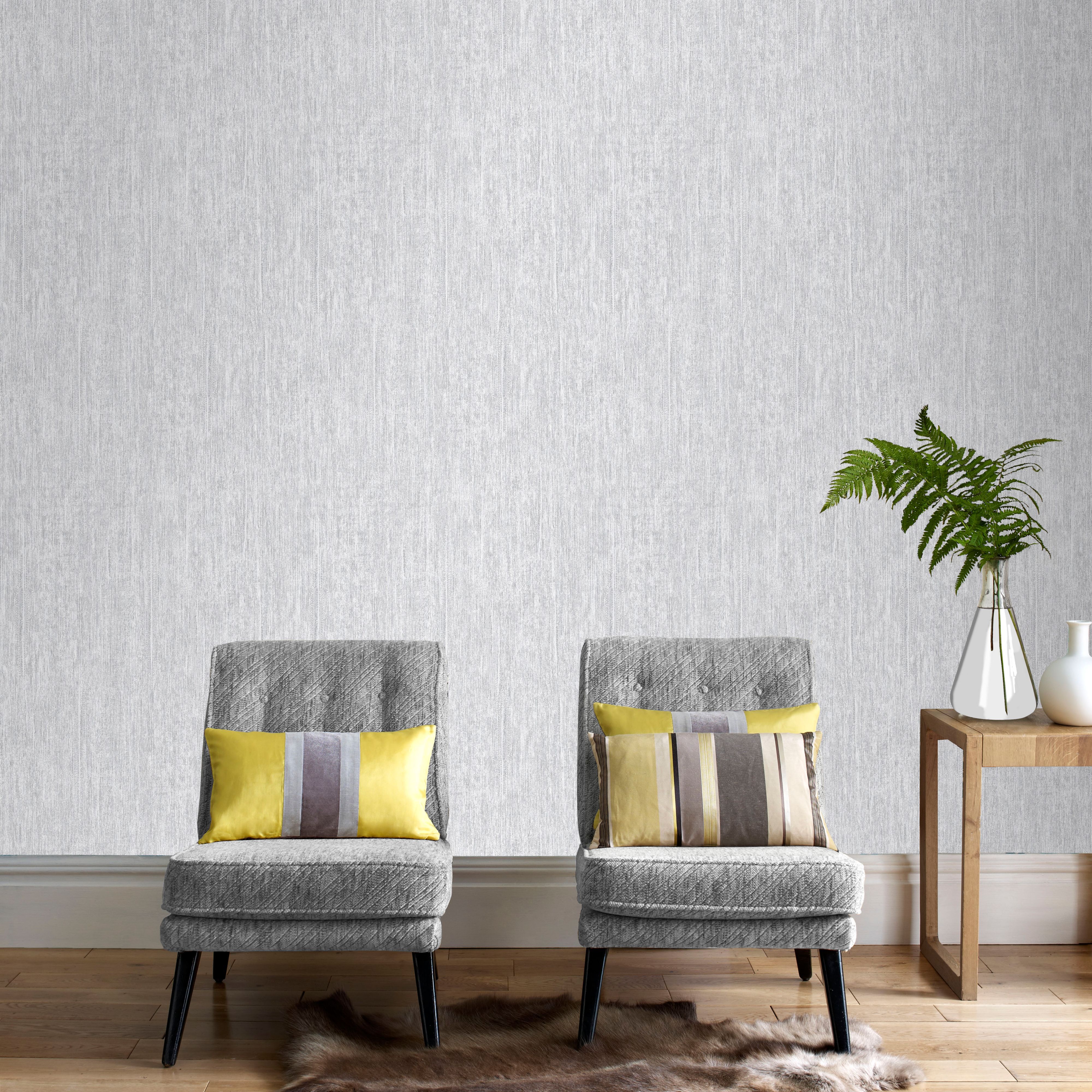 GoodHome Zoisi Silver effect Textured Wallpaper - 4