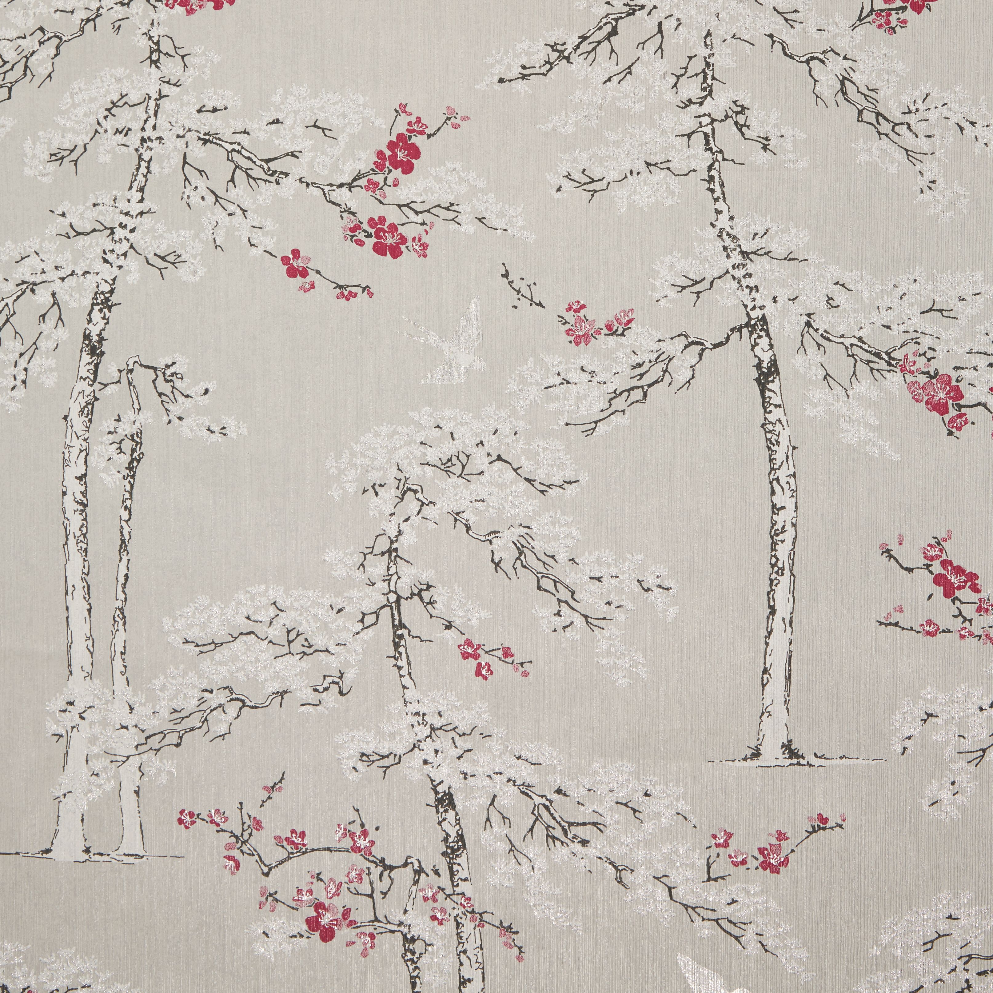 GoodHome Zumrut Grey & plum Birds & foliage Textured Wallpaper - 3