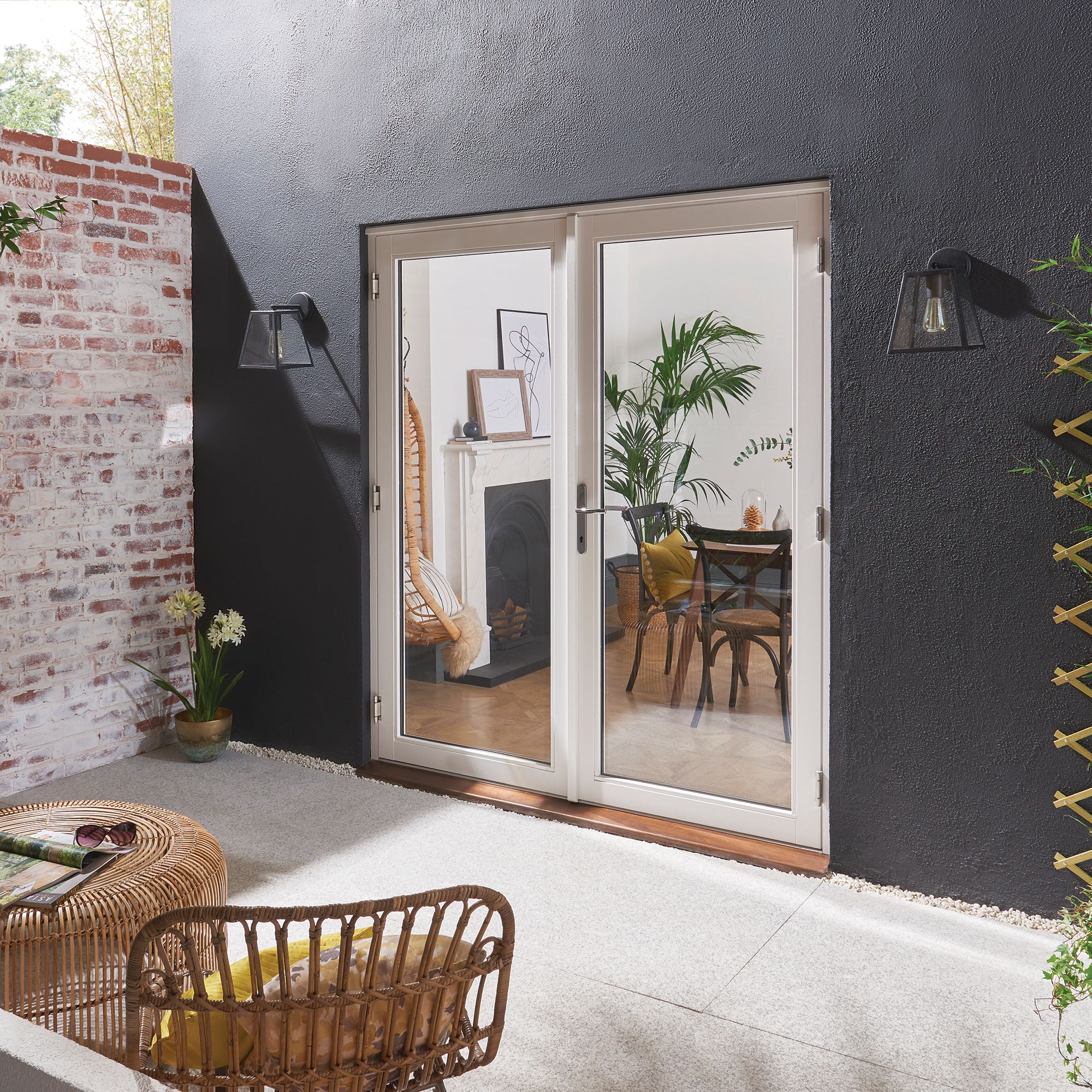 GoodHome2 panes Clear Glazed White Hardwood Patio door & frame, (H)2094mm (W)1194mm