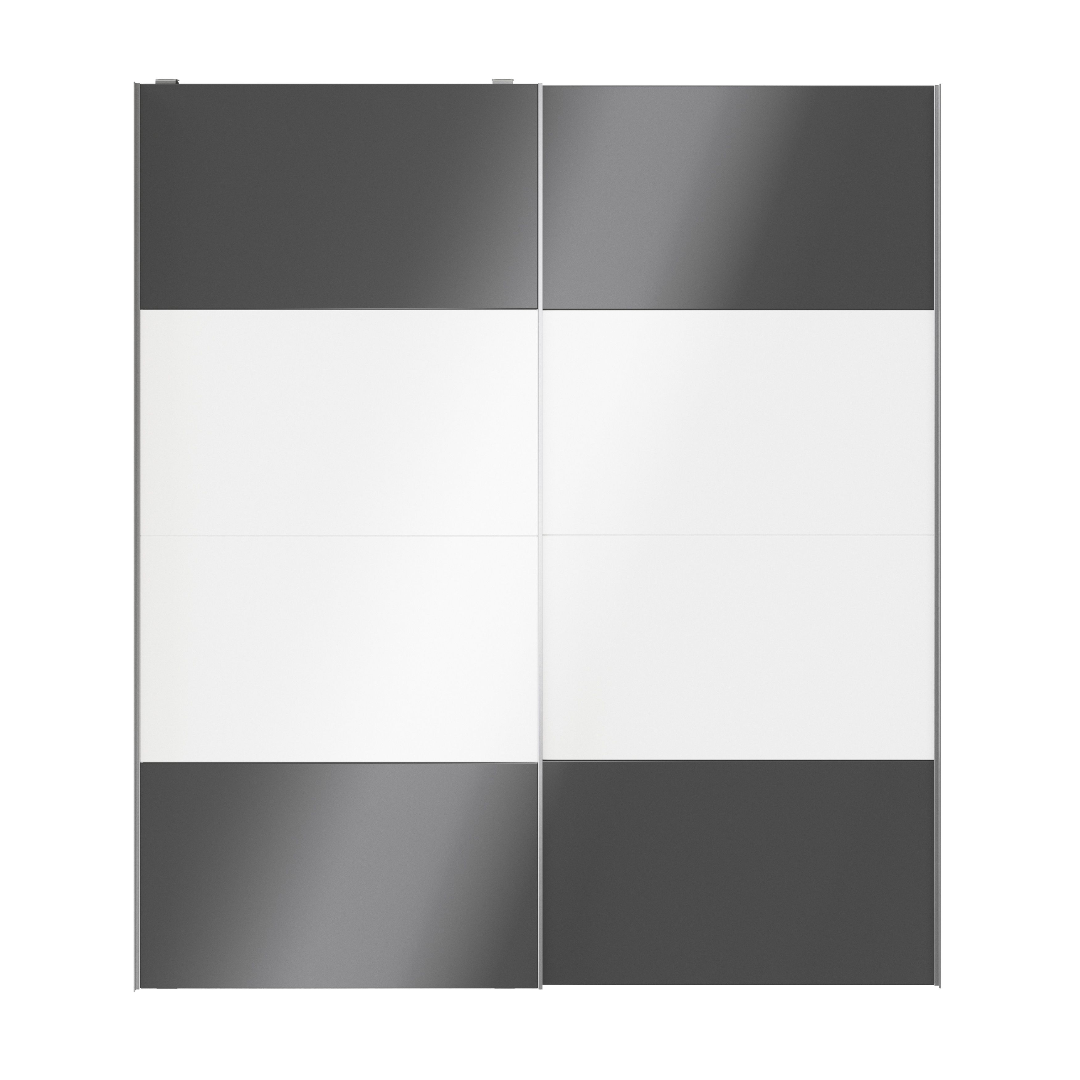 GoodHomeAtomia Contemporary Panelled Anthracite & white High gloss 2 door Sliding Wardrobe Door kit (H)2250mm (W)2000mm
