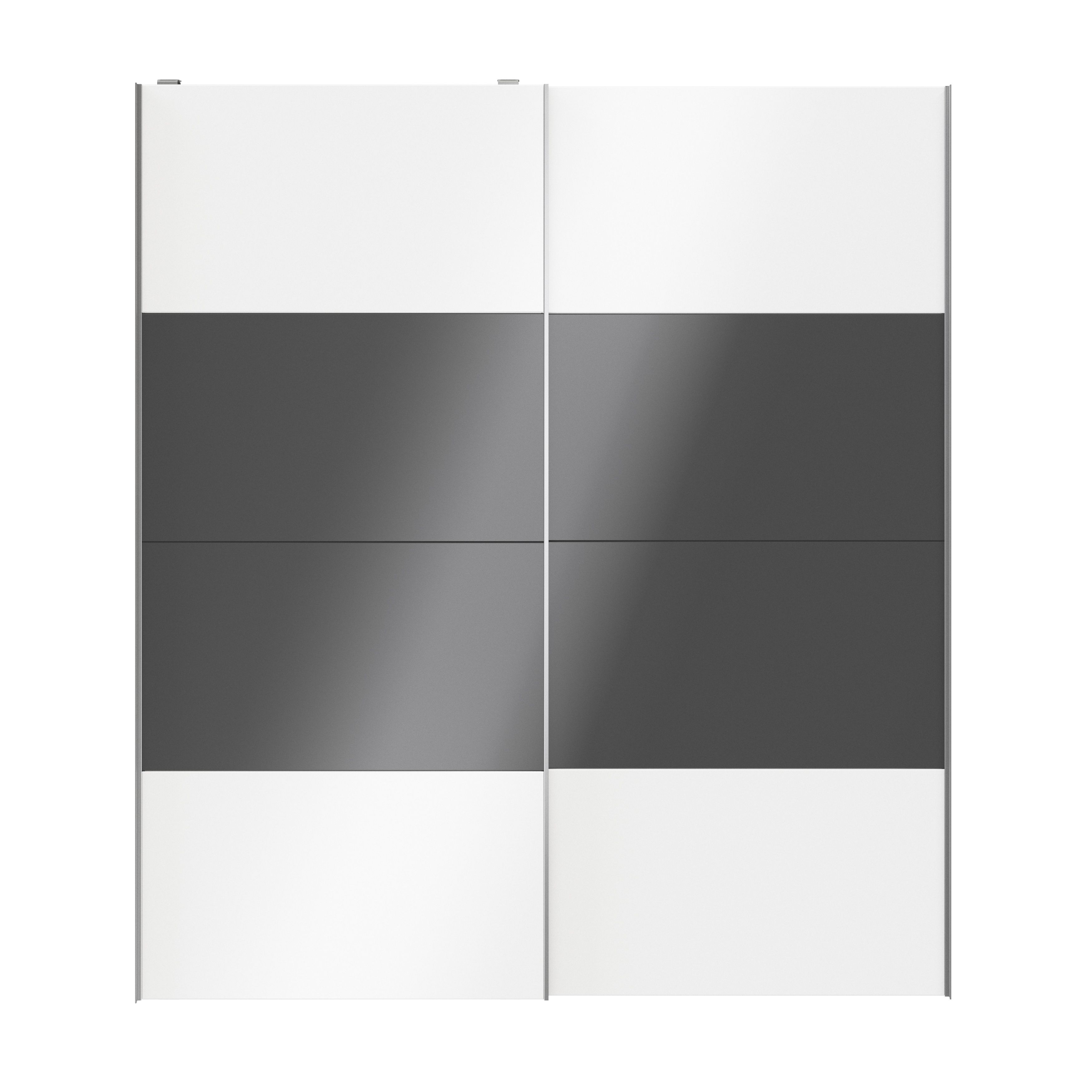 GoodHomeAtomia Contemporary Panelled Anthracite & white High gloss 2 door Sliding Wardrobe Door kit (H)2250mm (W)2000mm