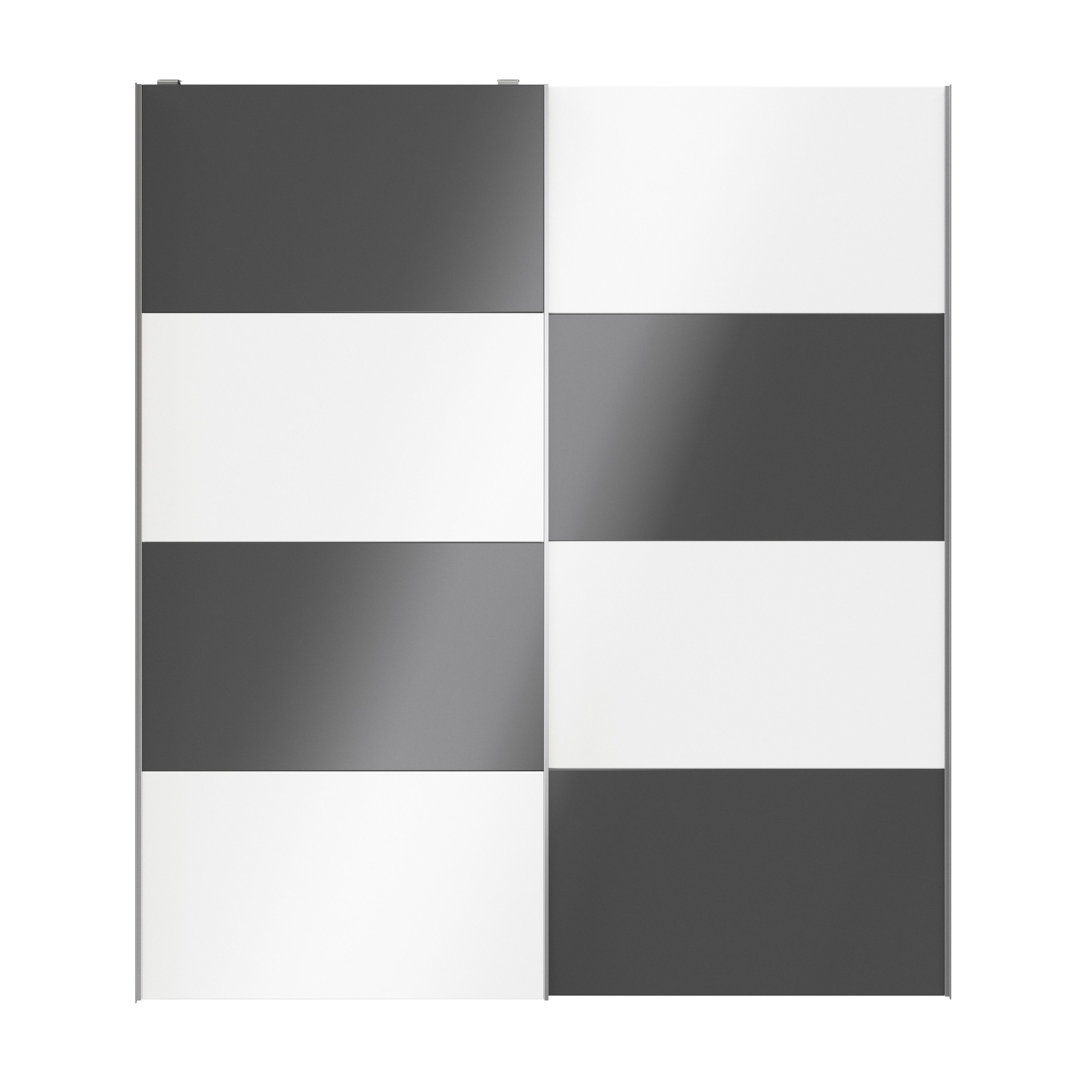 GoodHomeAtomia Contemporary Panelled Anthracite & white High gloss 2 door Sliding Wardrobe Door kit (H)2250mm (W)2000mm