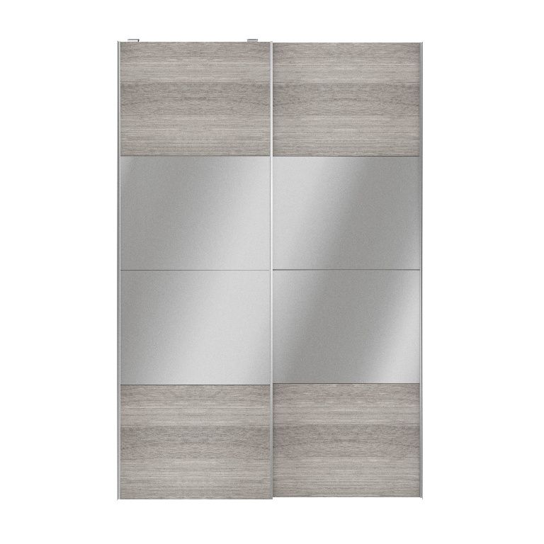 GoodHomeAtomia Contemporary Panelled Mirrored Matt grey oak effect Matt 8 door Sliding Wardrobe Door kit (H)2250mm (W)1500mm