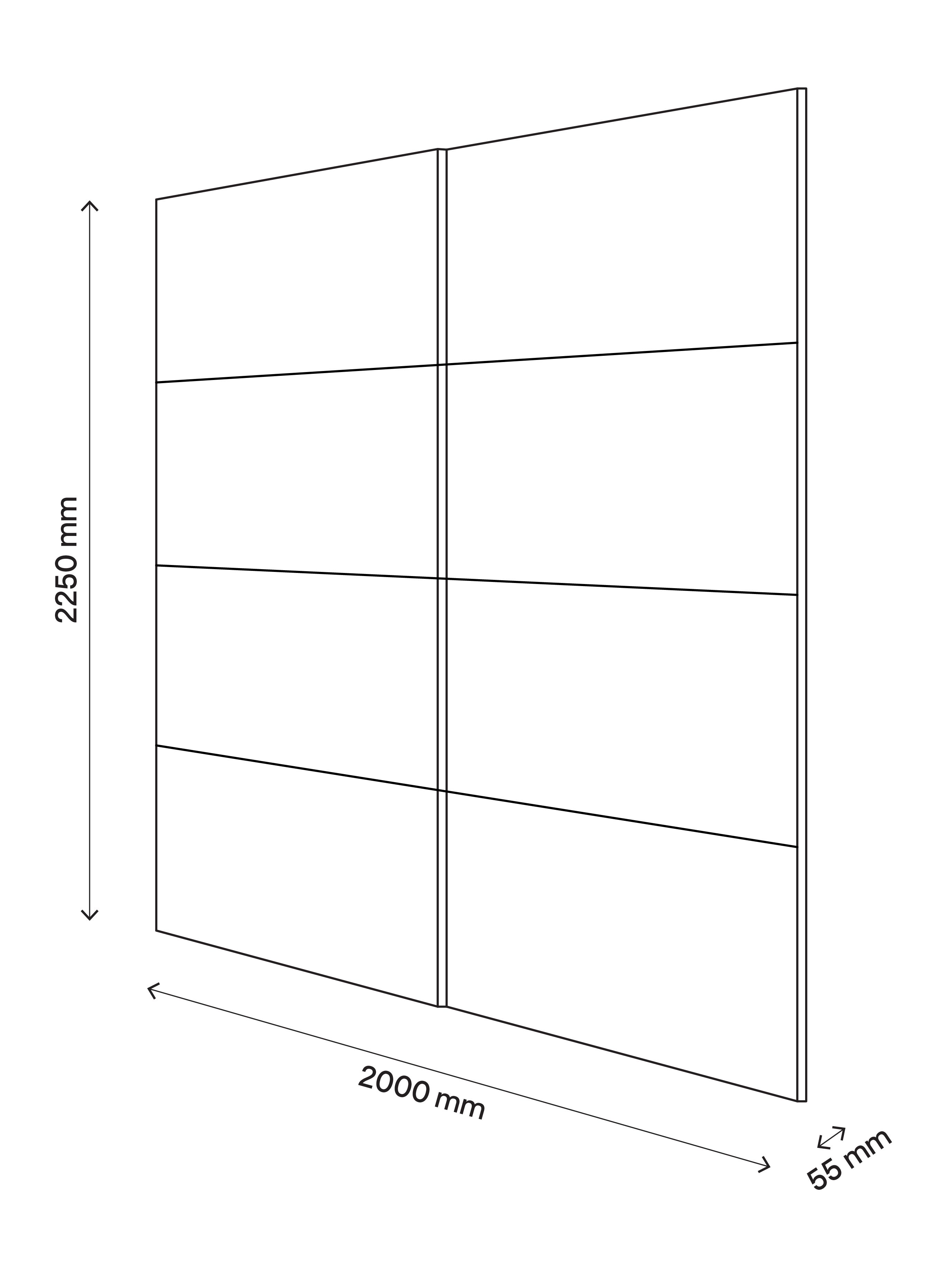 GoodHomeAtomia Freestanding Panelled Mirrored White 2 door Sliding Wardrobe Door kit (H)2250mm (W)2000mm