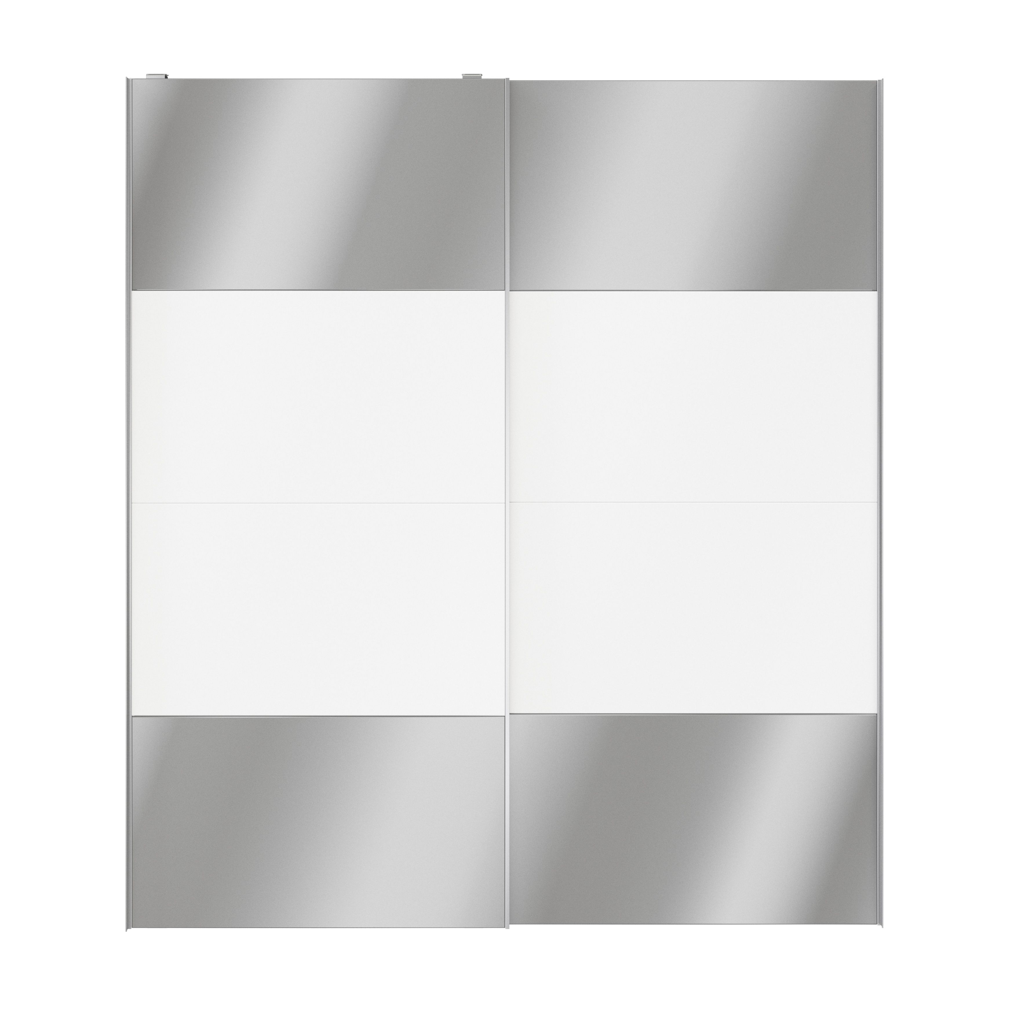 GoodHomeAtomia Freestanding Panelled Mirrored White 2 door Sliding Wardrobe Door kit (H)2250mm (W)2000mm