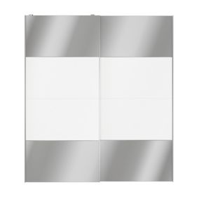 GoodHomeAtomia Freestanding Panelled Mirrored White 2 door Sliding Wardrobe Door kit (H)2250mm (W)2000mm