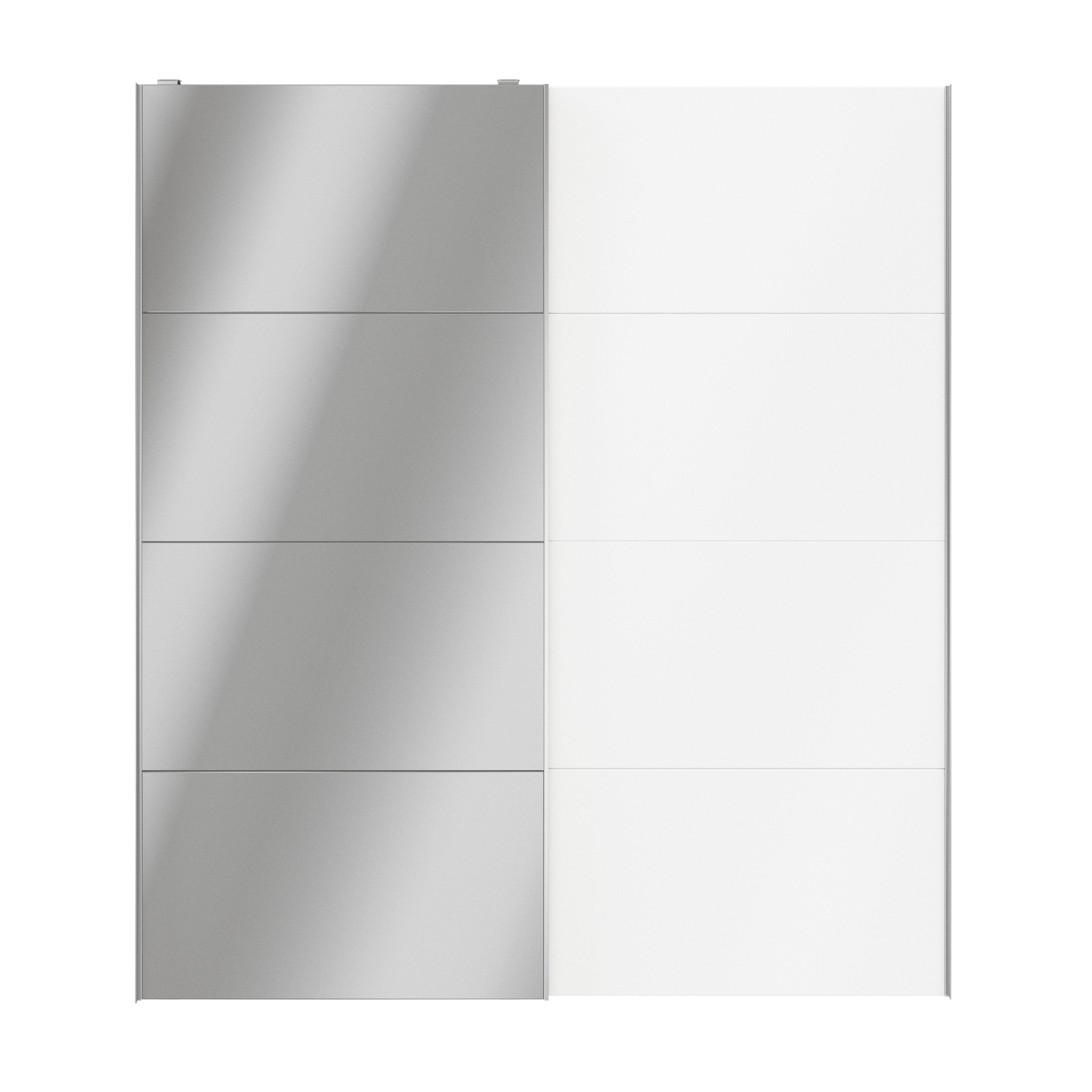 GoodHomeAtomia Freestanding Panelled Mirrored White 2 door Sliding Wardrobe Door kit (H)2250mm (W)2000mm
