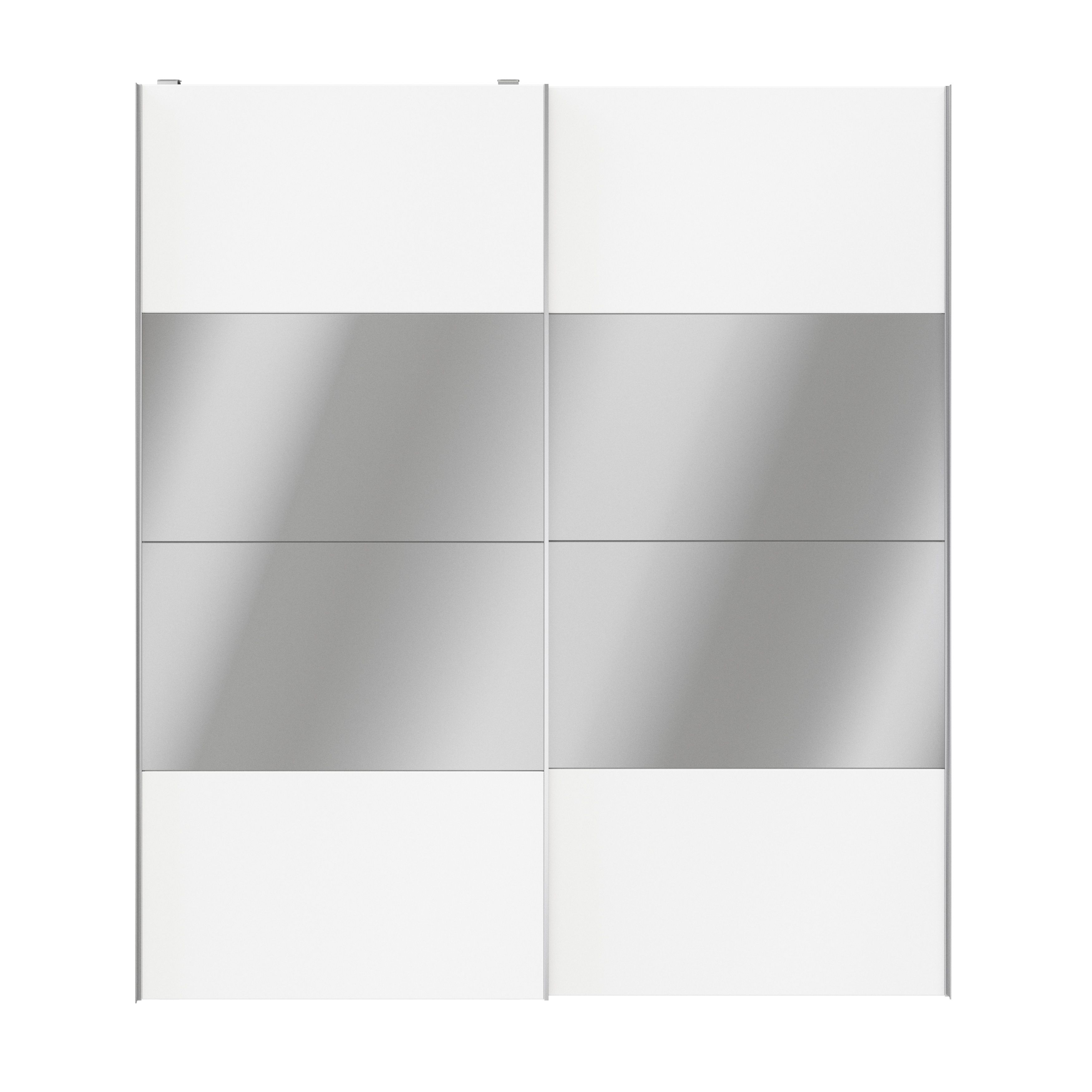 GoodHomeAtomia Freestanding Panelled Mirrored White 2 door Sliding Wardrobe Door kit (H)2250mm (W)2000mm