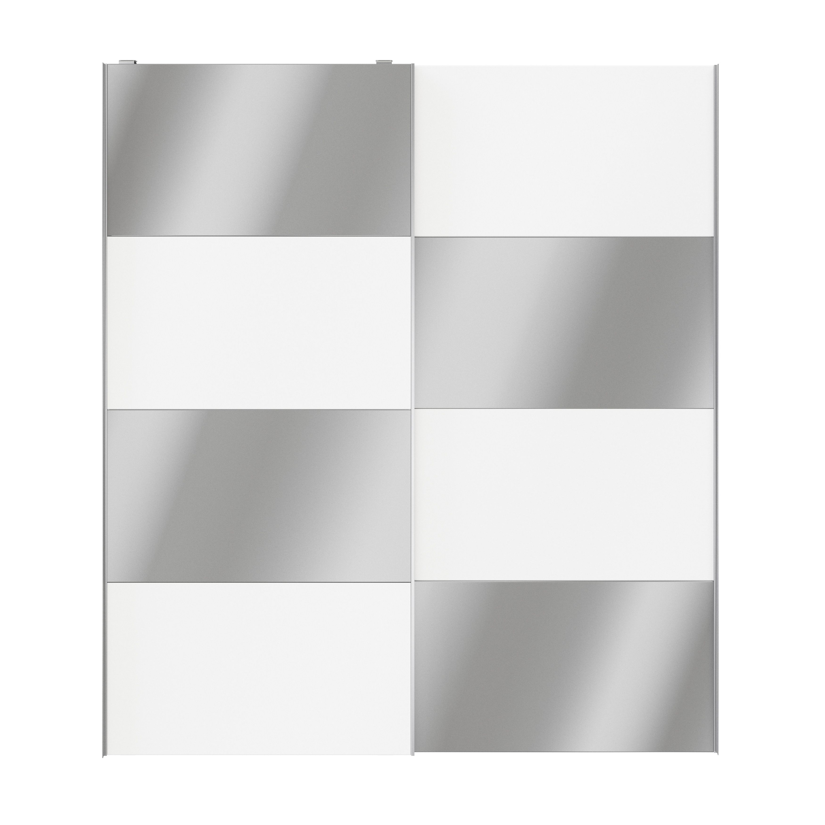 GoodHomeAtomia Freestanding Panelled Mirrored White 2 door Sliding Wardrobe Door kit (H)2250mm (W)2000mm