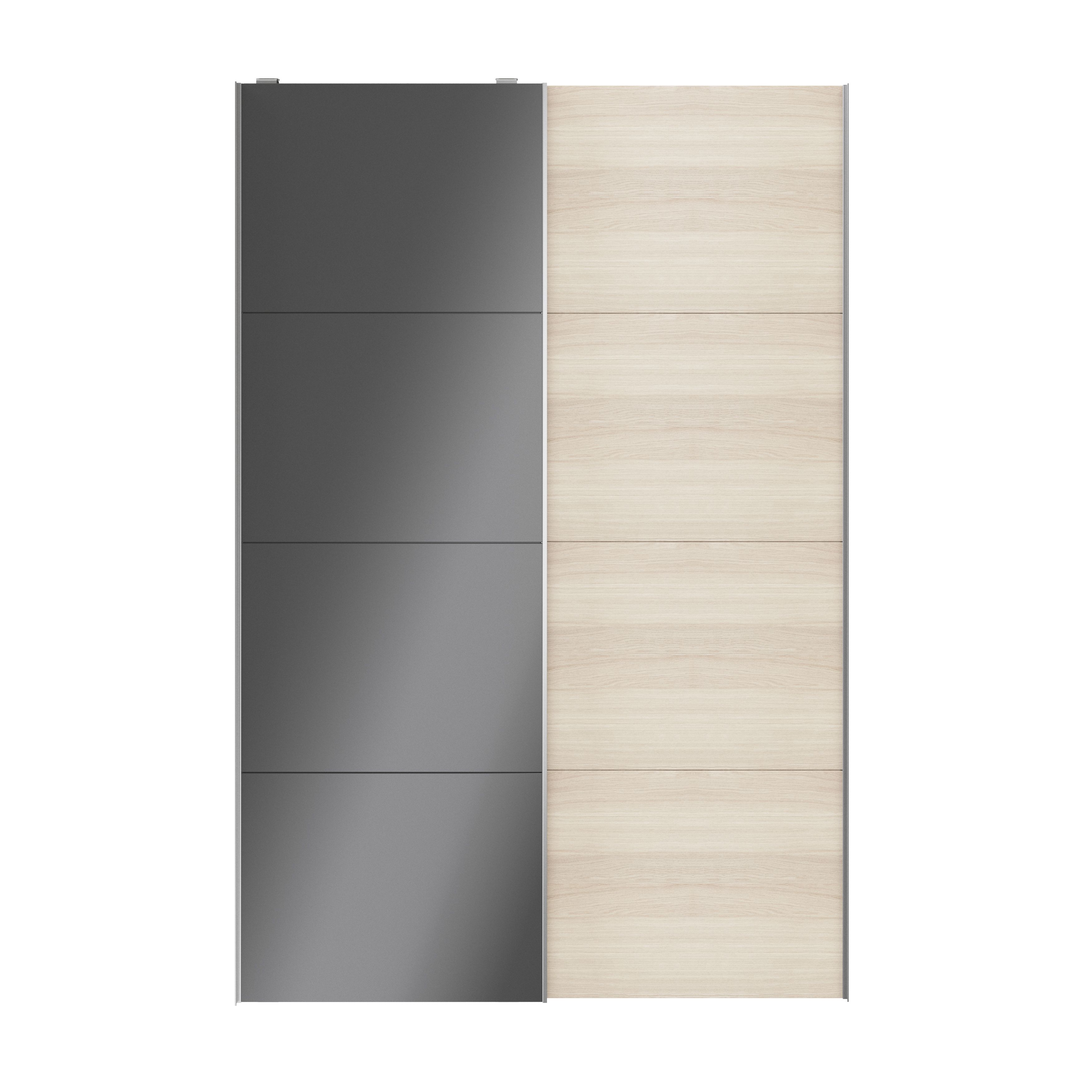 GoodHomeAtomia Panelled Anthracite oak effect High gloss 2 door Sliding Wardrobe Door kit (H)2250mm (W)1500mm