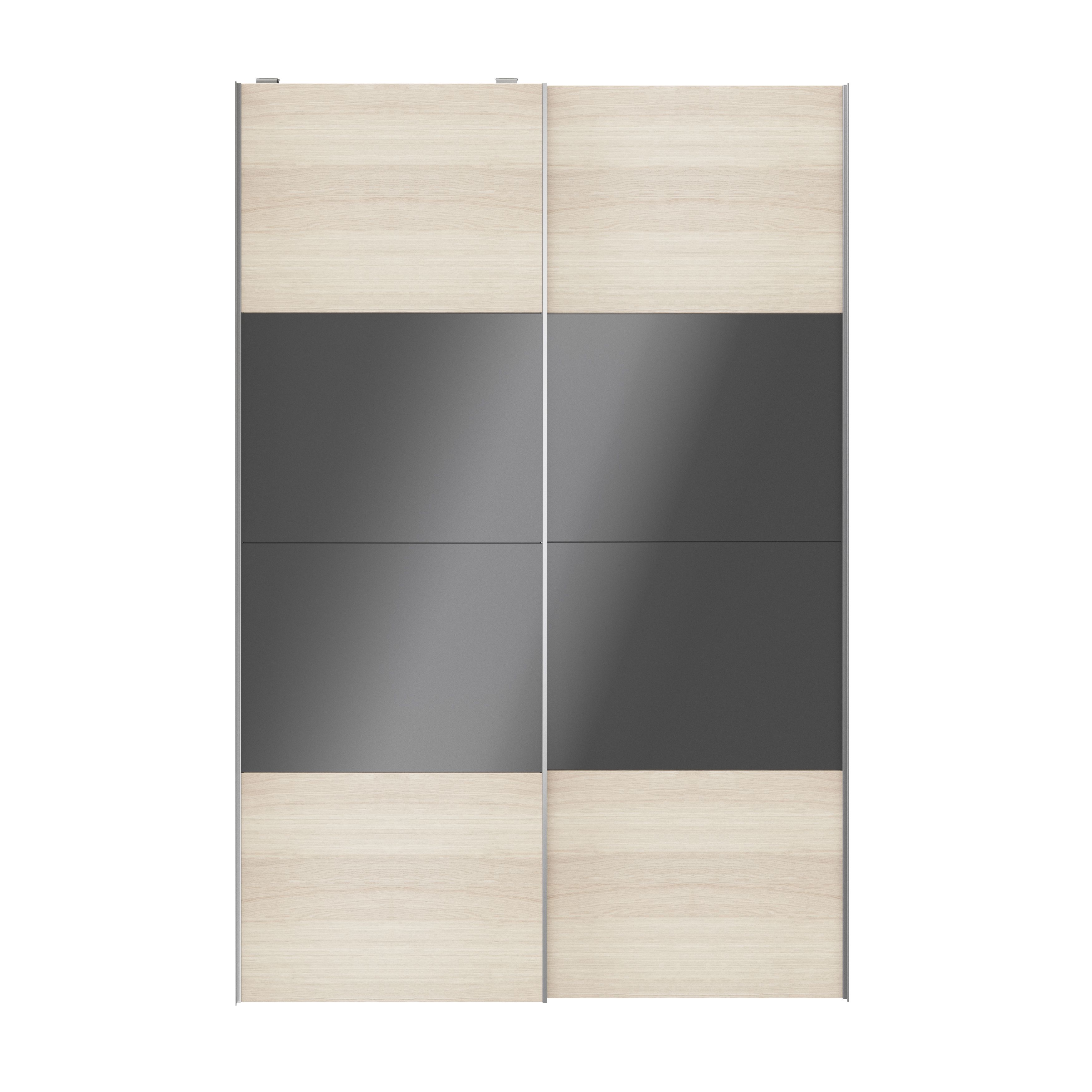 GoodHomeAtomia Panelled Anthracite oak effect High gloss 2 door Sliding Wardrobe Door kit (H)2250mm (W)1500mm